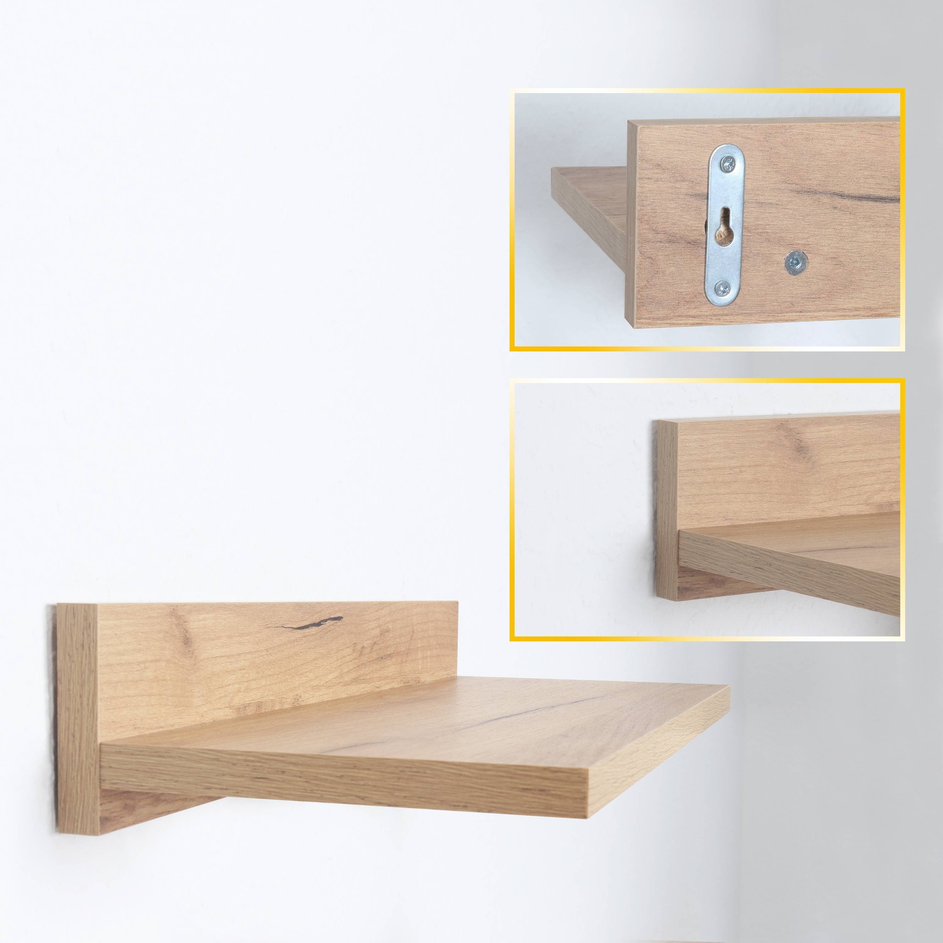 RICOO Wandboard WM056-EG, 1-tlg., schwebendes Wandregal Hängeregal Schweberegal an der Wand