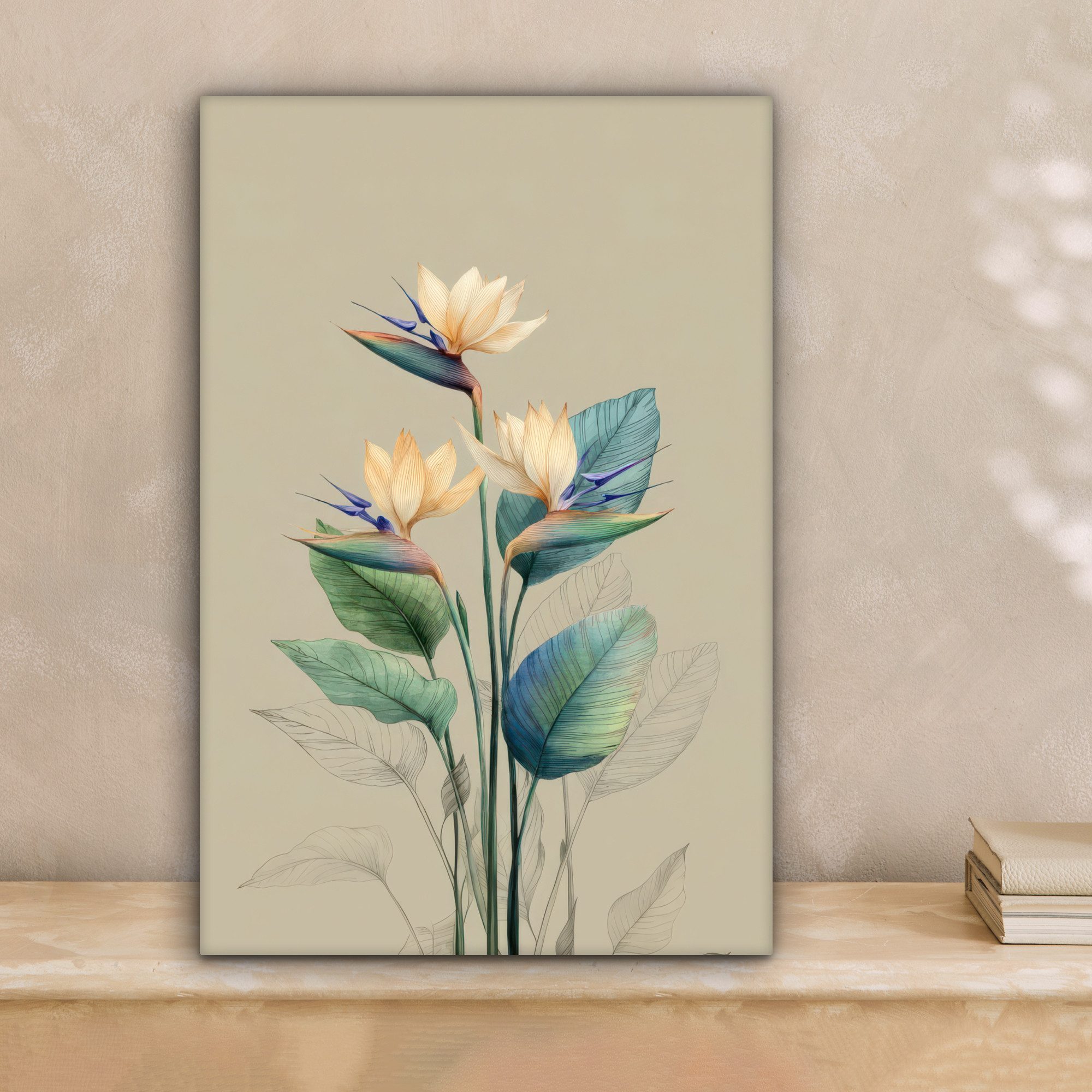 OneMillionCanvasses® Leinwandbild Paradiesvogelblüten - Blaugrüne Blätter - günstig online kaufen