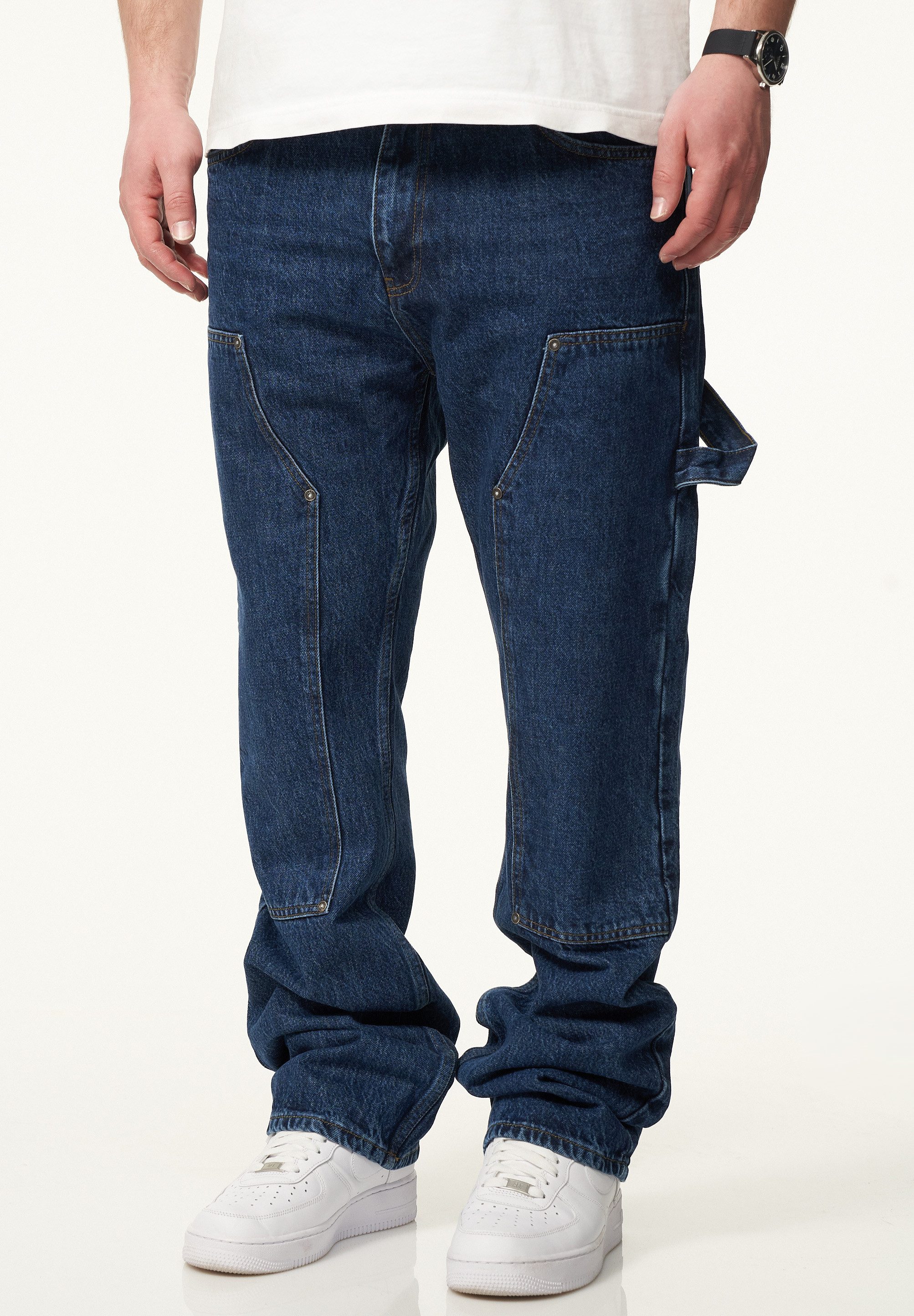 DAILY COTTON Straight-Jeans DCPONTON Herren Lange Carpenter Hose Jeans Straight-Fit Loose-Fit