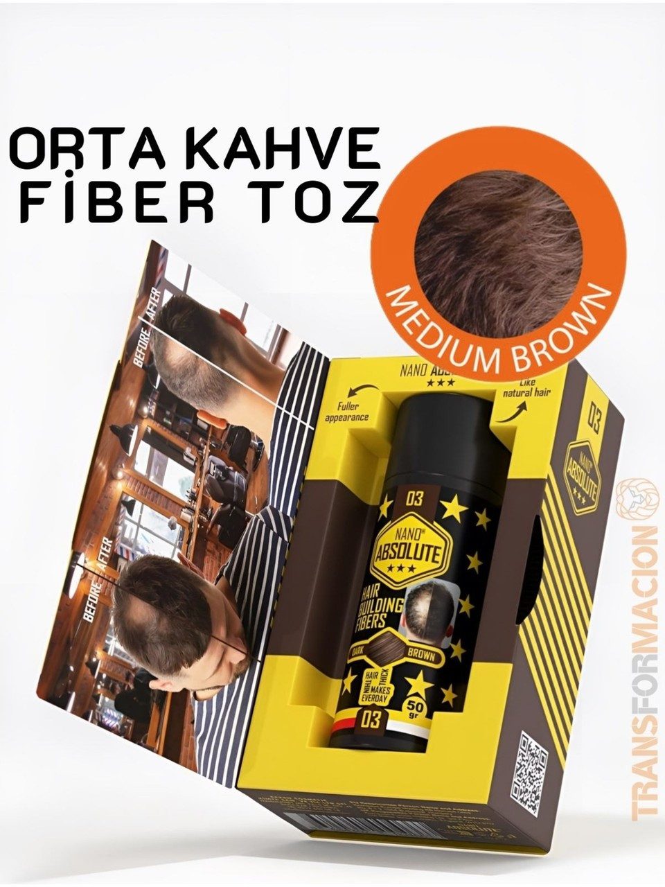 Nano Absolute Haarpuder Hair Building Fibers Haarpuder Topik 50g Medium Brown / Mittelbraun