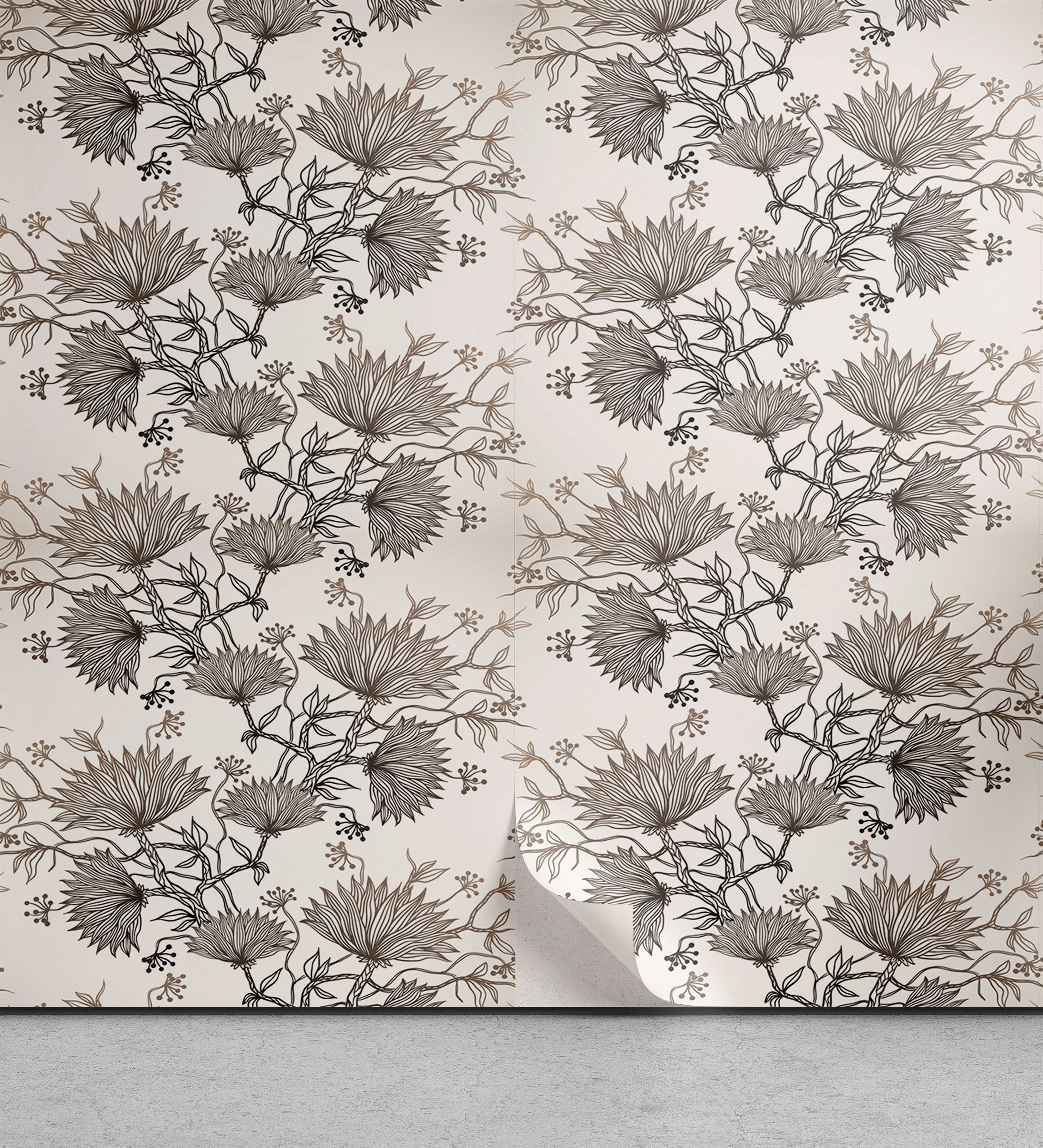 Vinyltapete selbstklebendes Jahrgang Abakuhaus Chrysanthemen Blumen Wohnzimmer Küchenakzent,