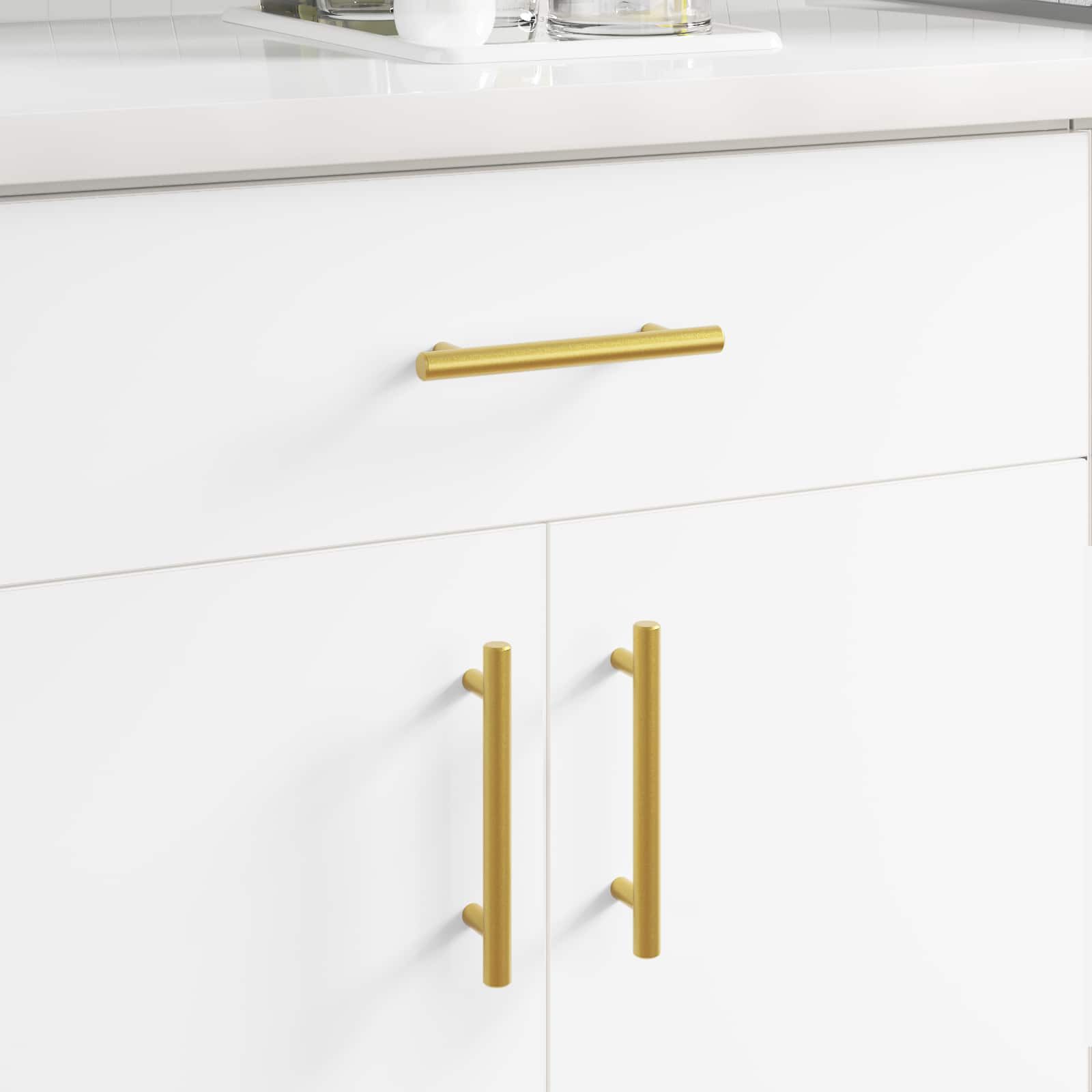 furnicato Türgriff Schrankgriff T-Bar Edelstahl Gold, 1-tlg., T-Bar Möbelgriff mit Montageset für Küche und Badezimmer