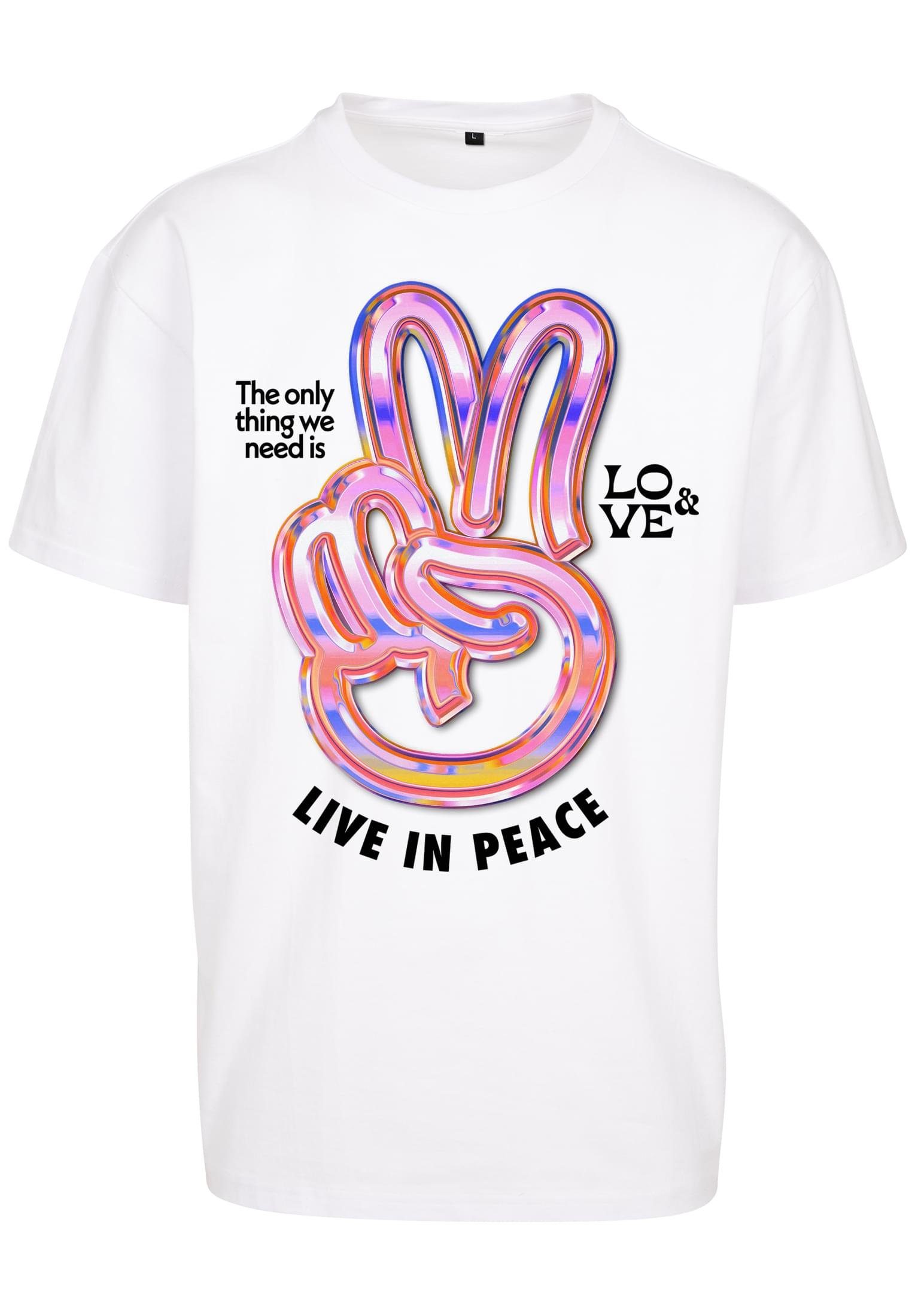 Kurzarmshirt Tee Mister Live Herren Tee white Upscale in Oversize (1-tlg) Peace by