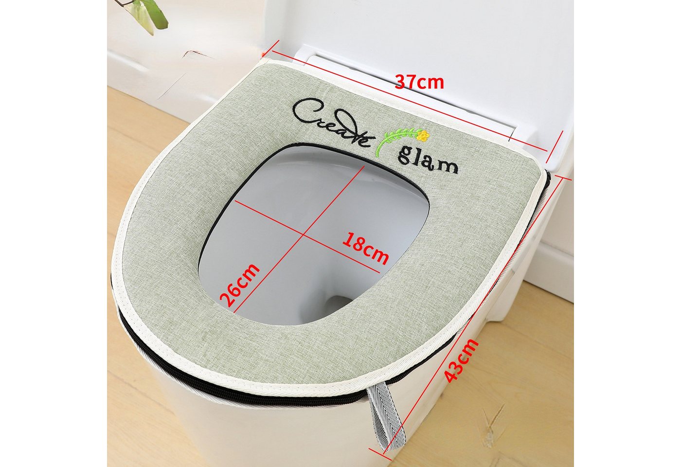 Thumbnail - BYSURE Toilettensitzerhöhung, Waschbarer Toilettensitz aus Baumwolle und Leinen