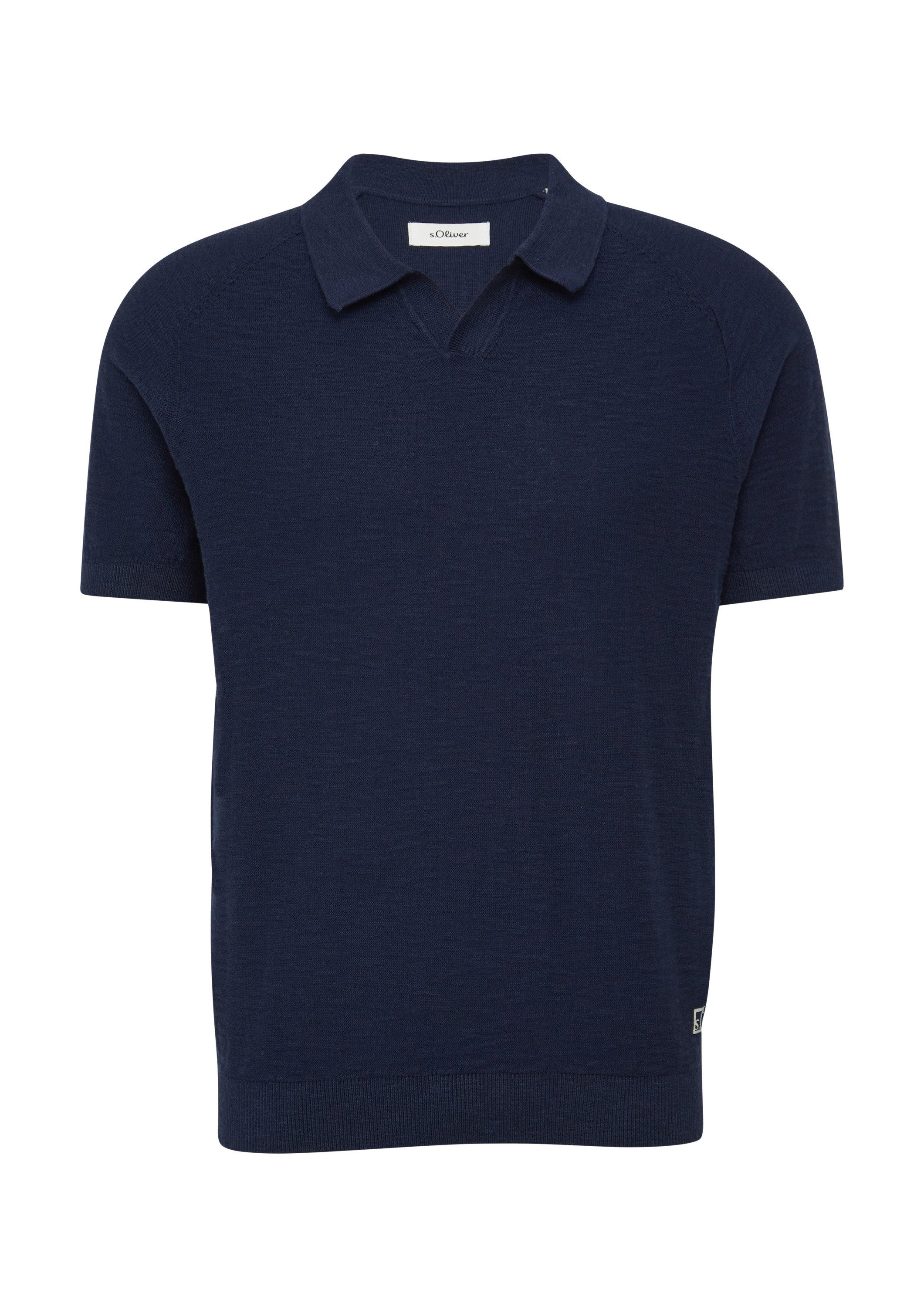 s.Oliver Kurzarmshirt Strickpullover Gestricktes Poloshirt mit Flammgarnstr günstig online kaufen