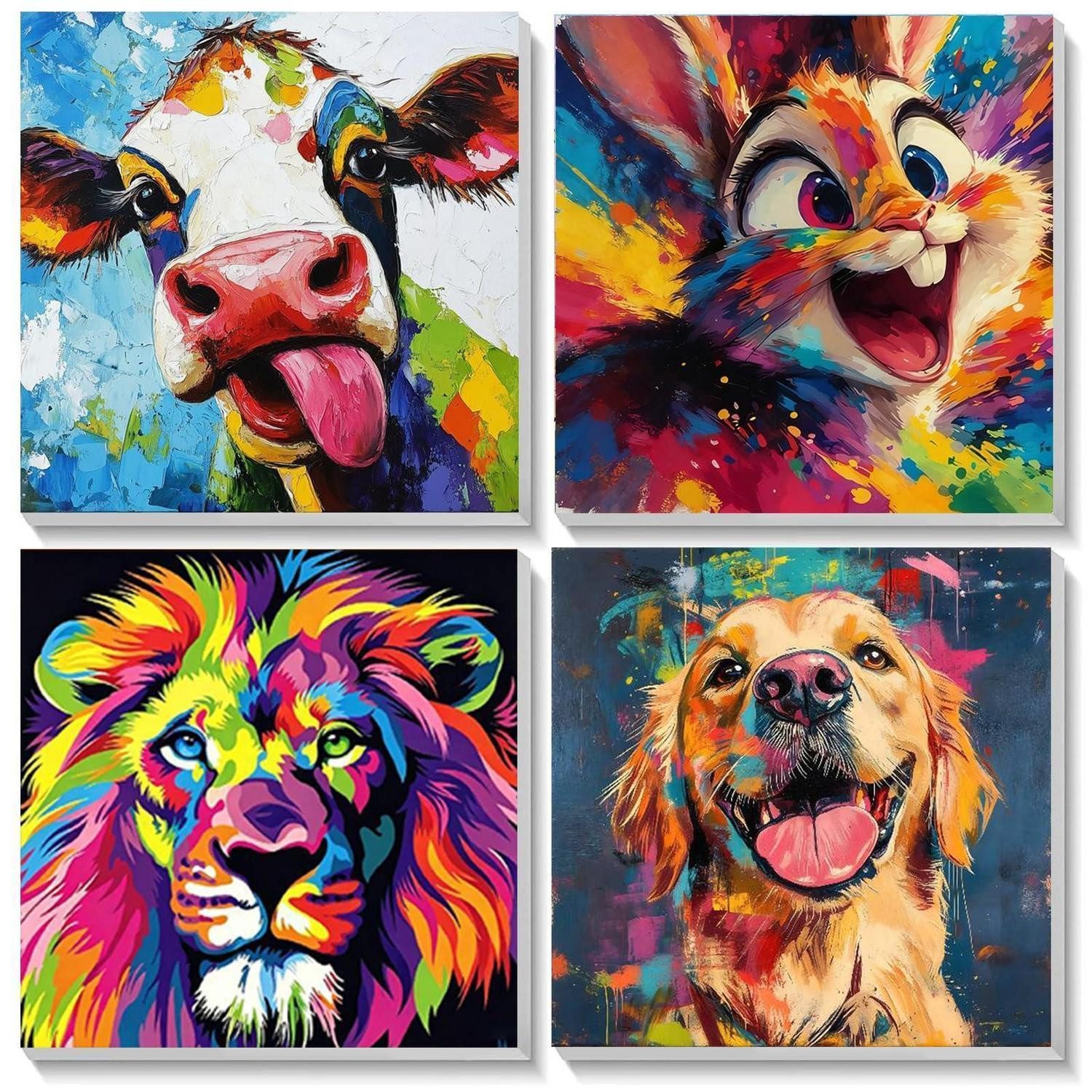 LuxusKollektion Kreativset Malen nach Zahlen Kinder Tiere 4er Set