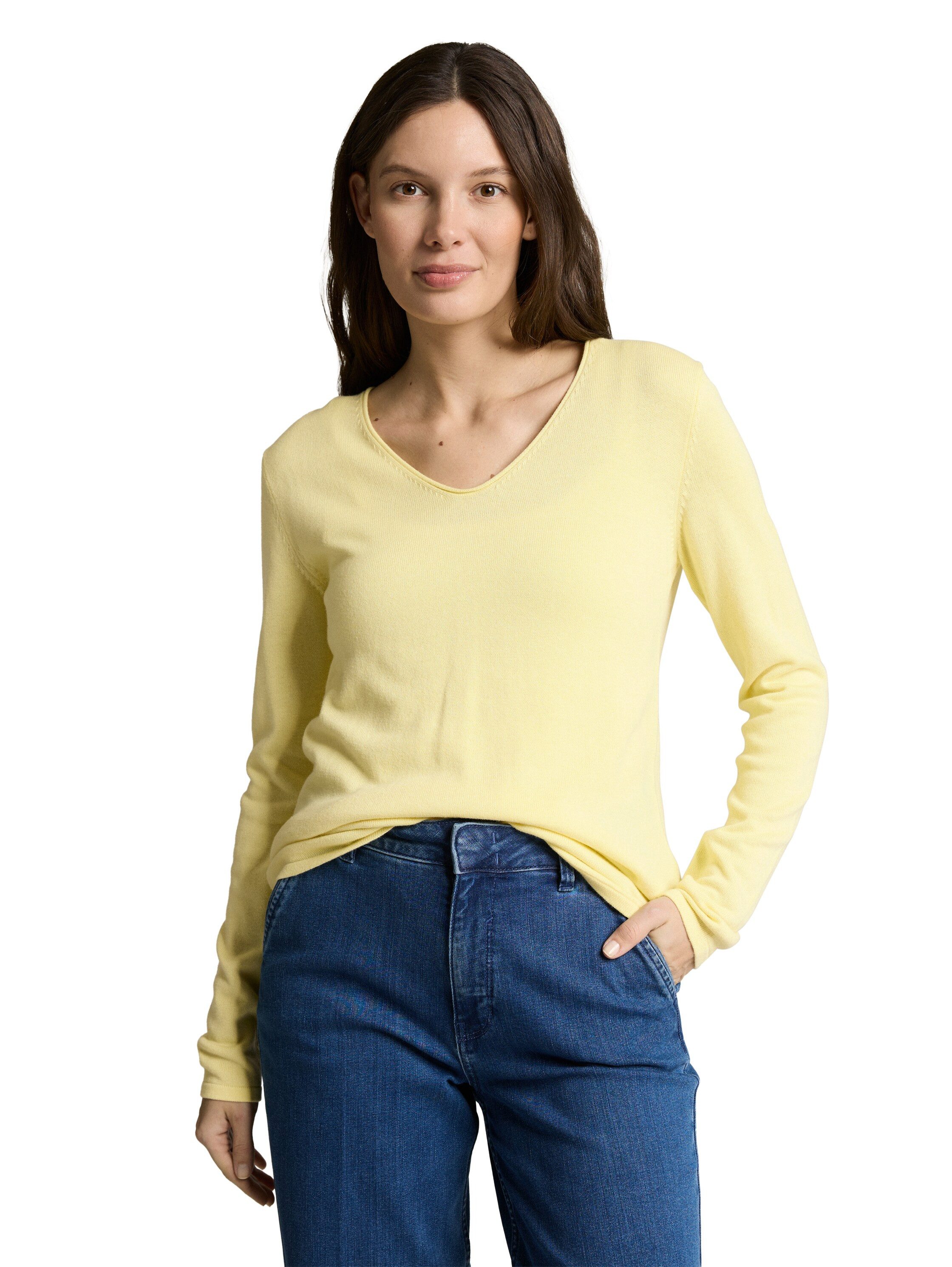 TOM TAILOR V-Ausschnitt-Pullover Regular mit V-Ausschnitt