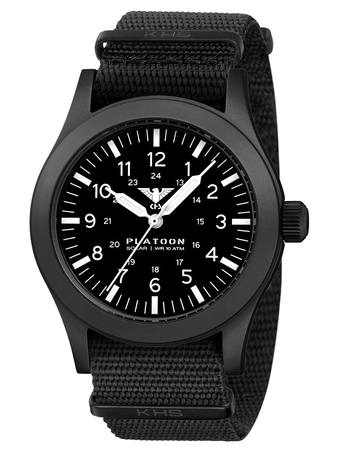 KHS Solaruhr Armbanduhr Platoon Stahl Solar Schwarz