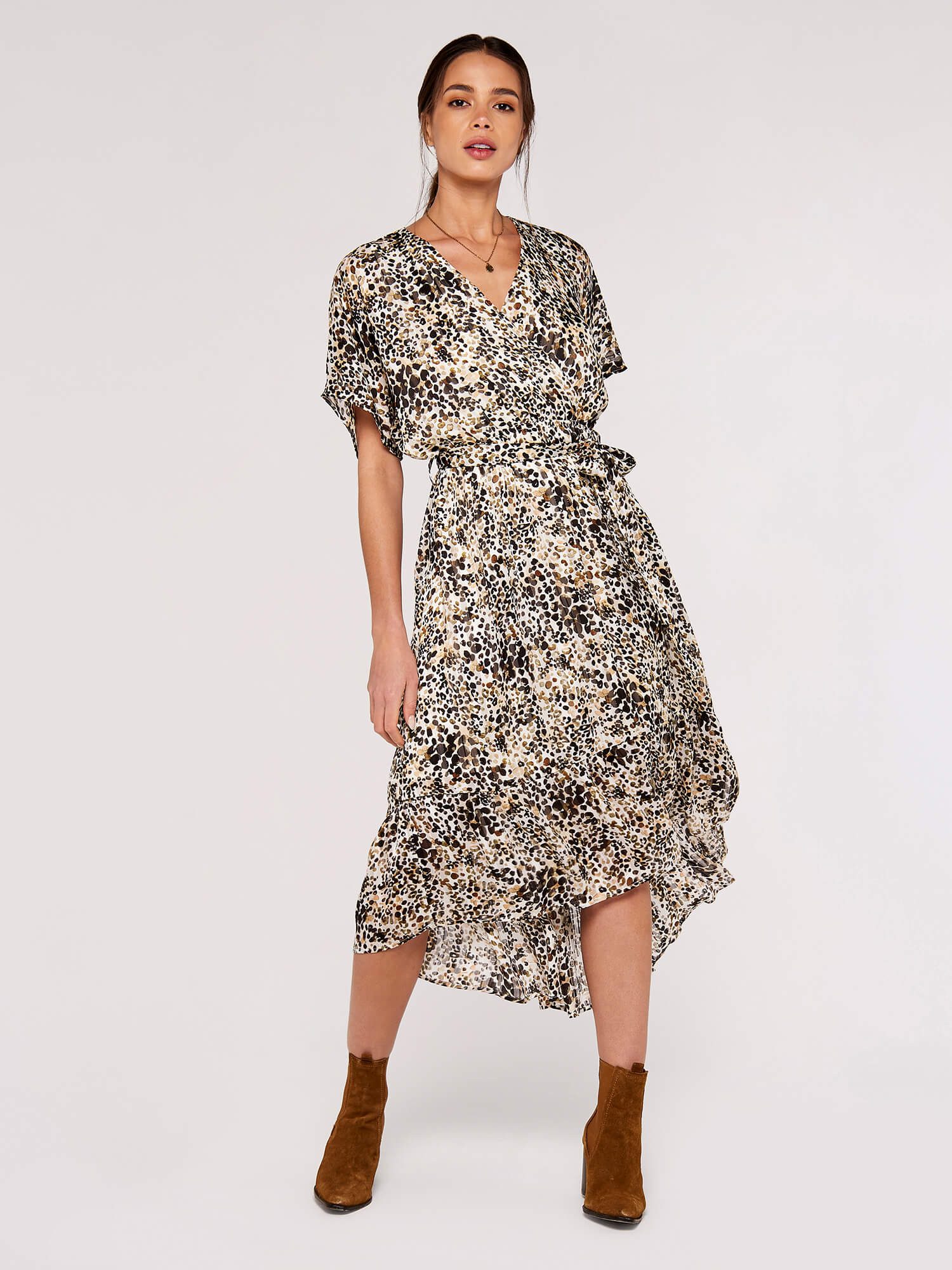 Apricot Midikleid Watercolour Dot Kimono Dress, günstig online kaufen