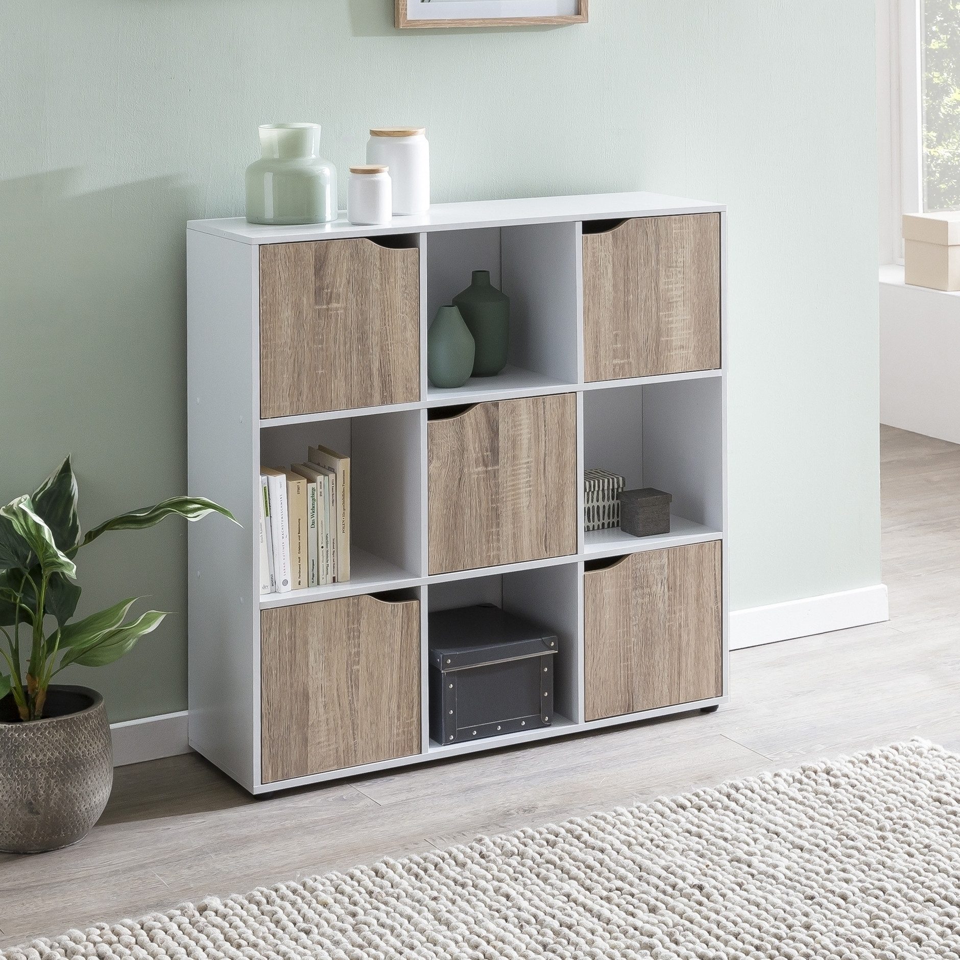 freiraum Standregal MASSA, in Weiß / Sonoma Eiche Dekor - 89x91x29 (BxHxT)