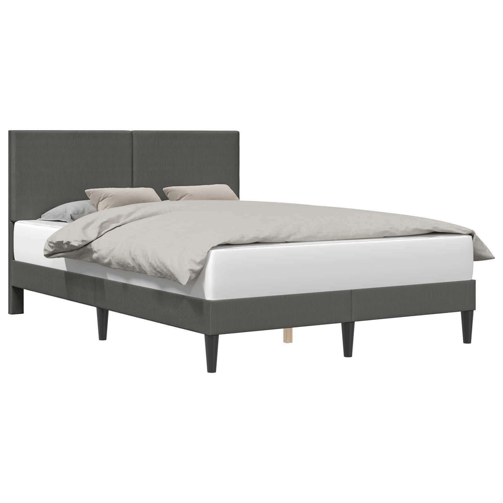 vidaXL Bett Bettrahmen mit Kopfteil Dunkelgrau 120 x 190 cm Cordstoff (1-tlg)