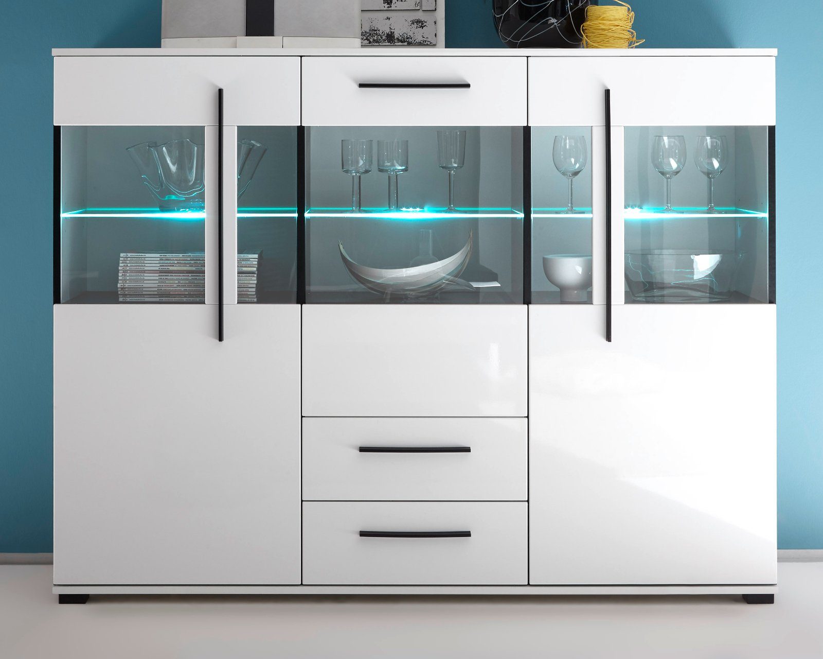 Furn.Design Highboard Design-D (Vitrine in weiß günstig online kaufen