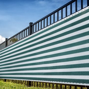 relaxdays Sichtschutzzaunmatten Zaunblende 1,5 m hoch grün-weiß, 1,5 x 6 Meter