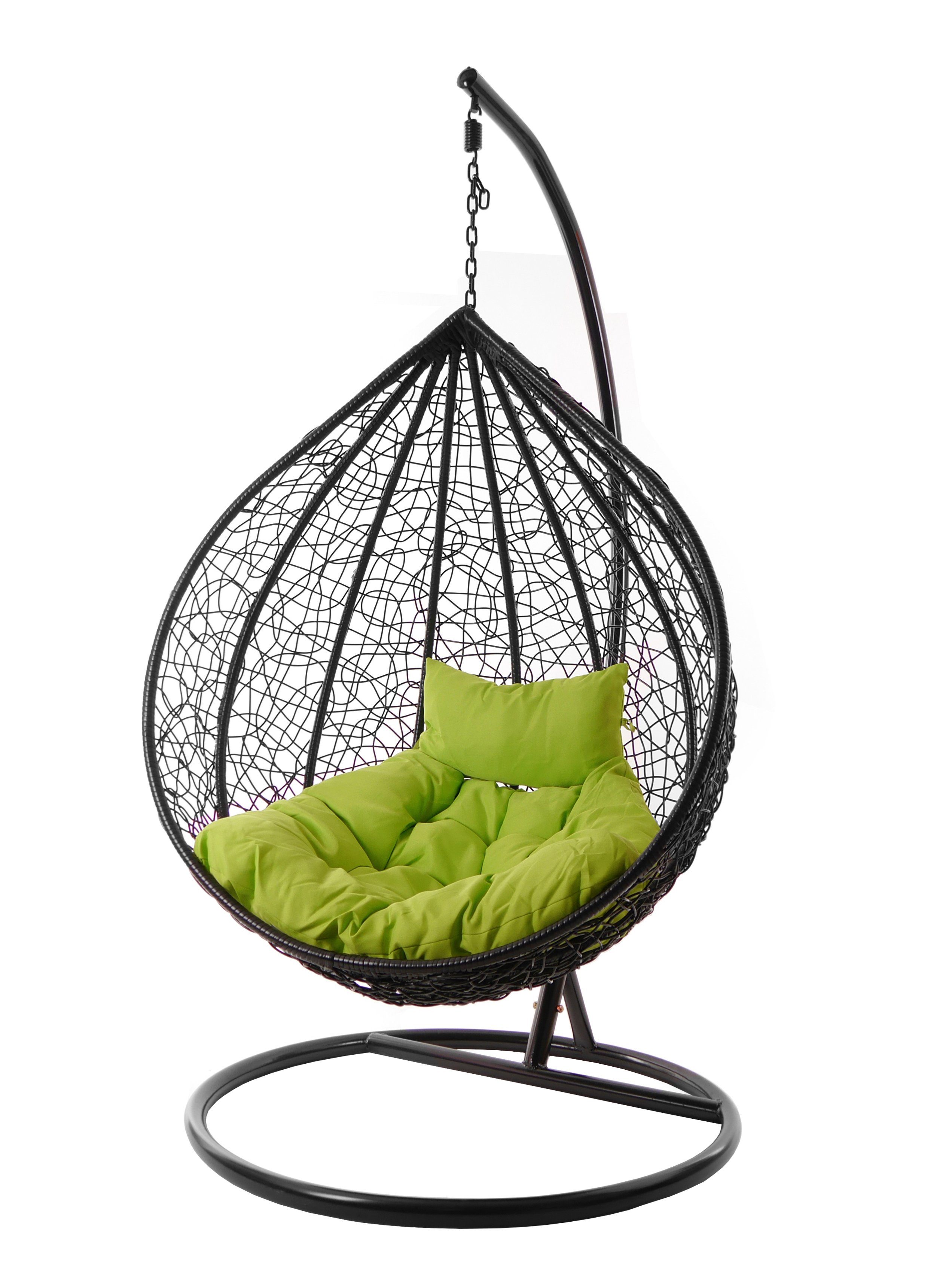 KIDEO Hängesessel Hängesessel MANACOR schwarz, edles schwarz, moderner Swing Chair, Schwebesessel inklusive Gestell und Kissen apfelgrün (6068 apple green)