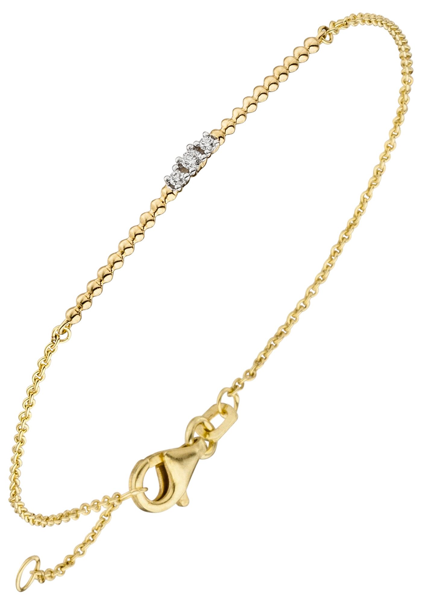 JOBO Armband Goldarmband, 585 Gold mit 3 Diamanten 18 cm günstig online kaufen