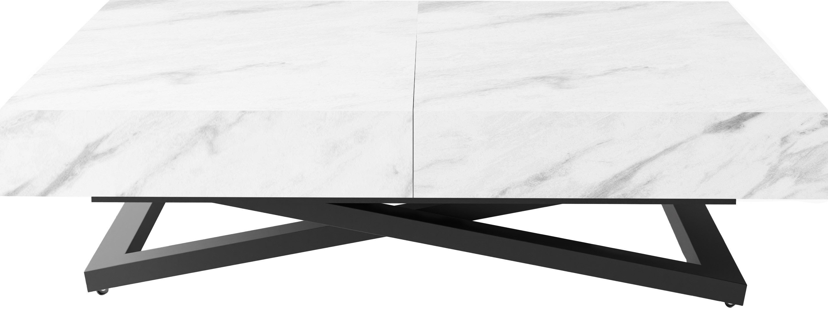 WFL GROUP Couchtisch Cavetta U höhenverstellbar ausziehbar mit schwarzen Me günstig online kaufen