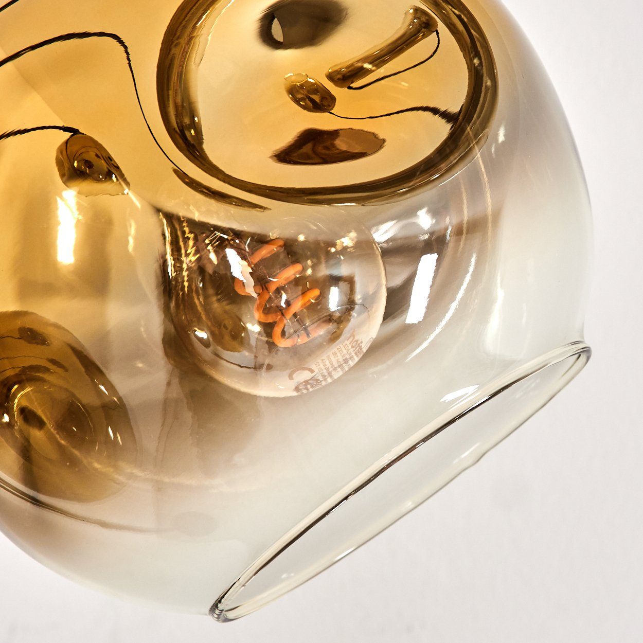 hofstein Stehlampe Stehlampe aus Metall/Glas in Schwarz/Gold/Klar, ohne Leuchtmittel, Leuchte mit Glasschirmen (15cm), Schalter, 5xE14, ohne Leuchtmittel