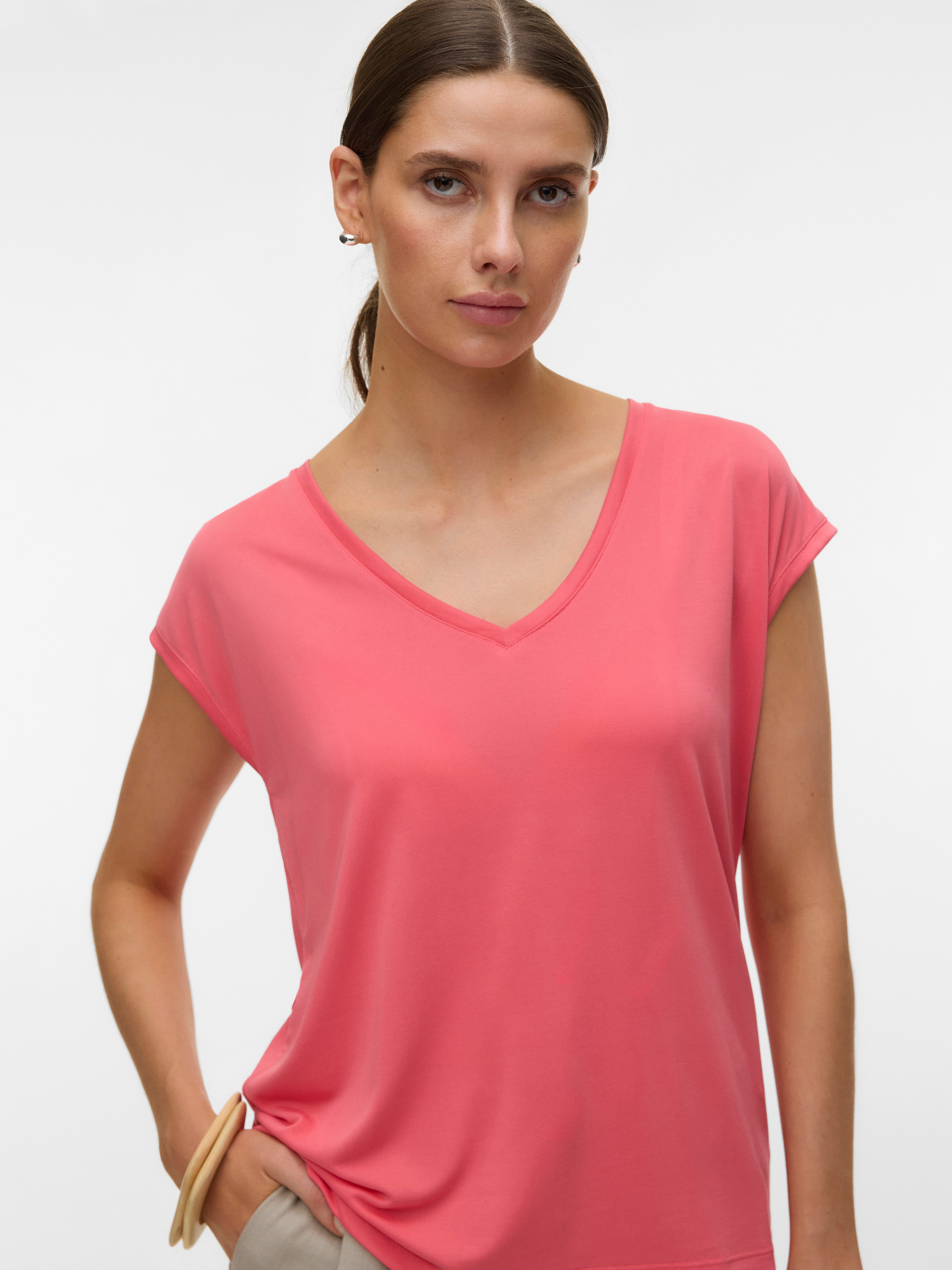 Vero Moda V-Shirt VMFILLI SS V-NECK TEE GA NOOS Materialmix, relaxed fit günstig online kaufen
