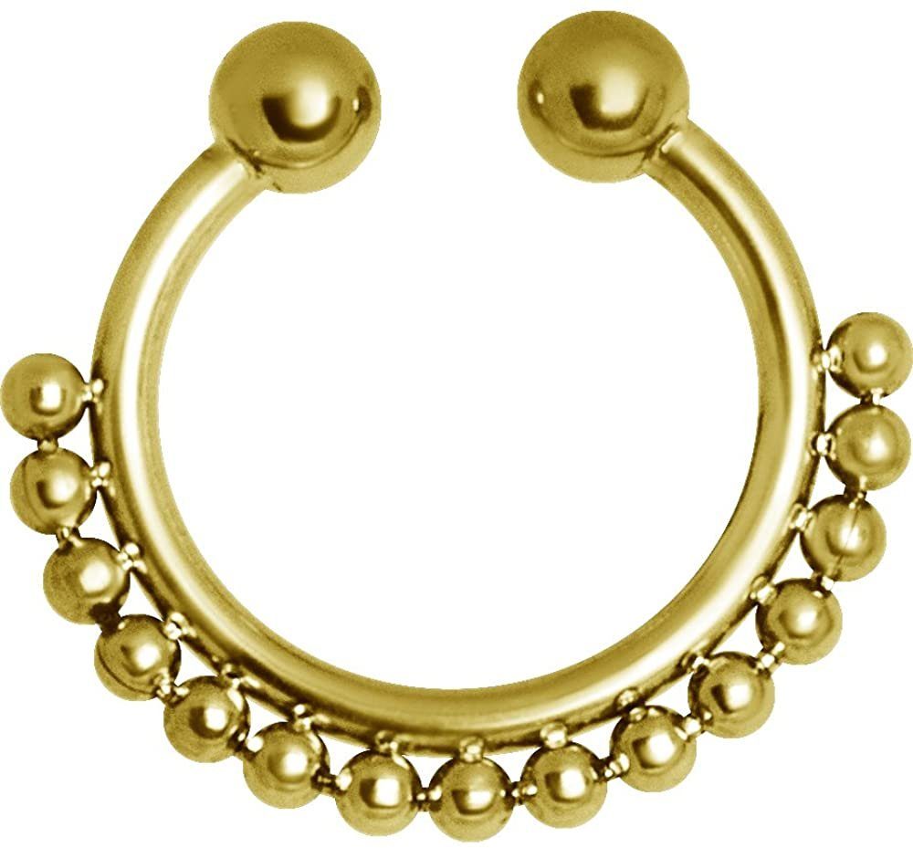 Karisma Piercing-Set Karisma Gold Fake Shiny Septum Clicker Nasenpiercing Piercing-Ring mit Kugeln aus Edelstahl 316L | Piercings