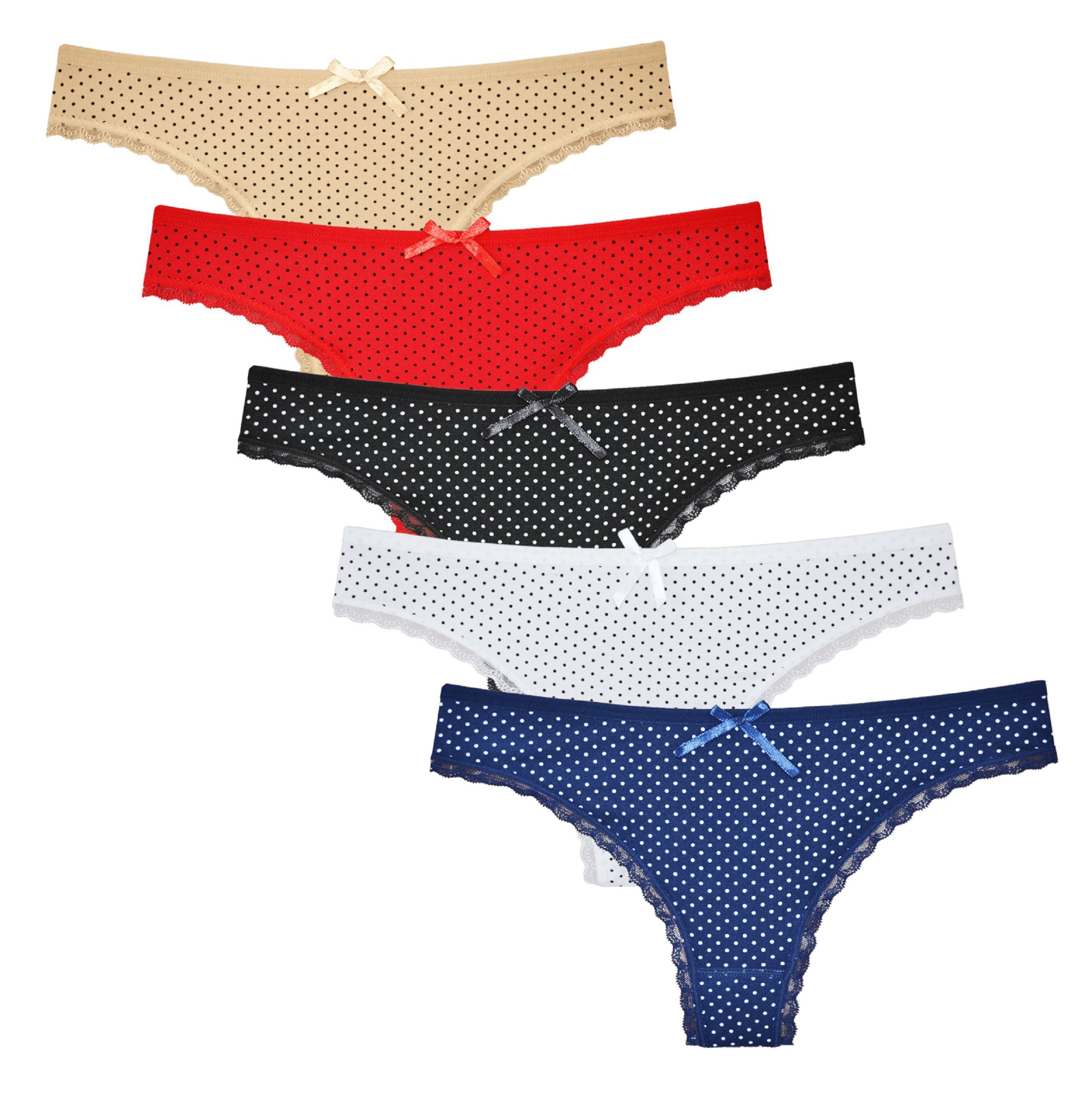 Stringtanga 5er Set Tanga String Tangaslip Damen Unterwäsche einfarbig