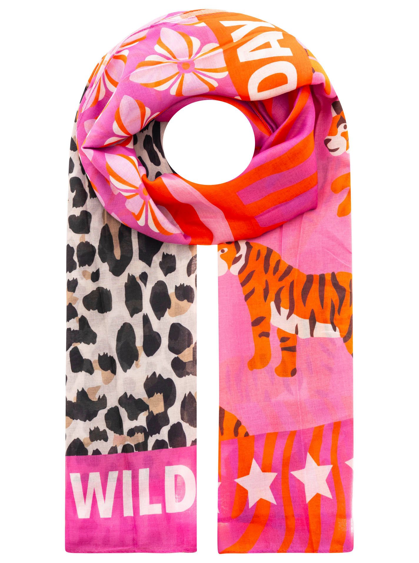Zwillingsherz Schal " Tiger Star", Animal Mustermix, transparenter Look, Sc günstig online kaufen