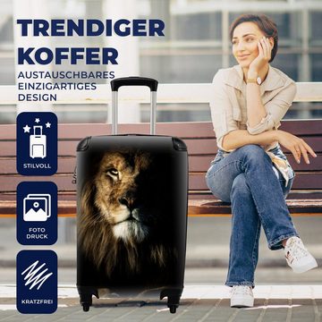 MuchoWow Handgepäckkoffer Löwe - Licht - Porträt, 4 Rollen, Reisetasche mit rollen, Handgepäck für Ferien, Trolley, Reisekoffer