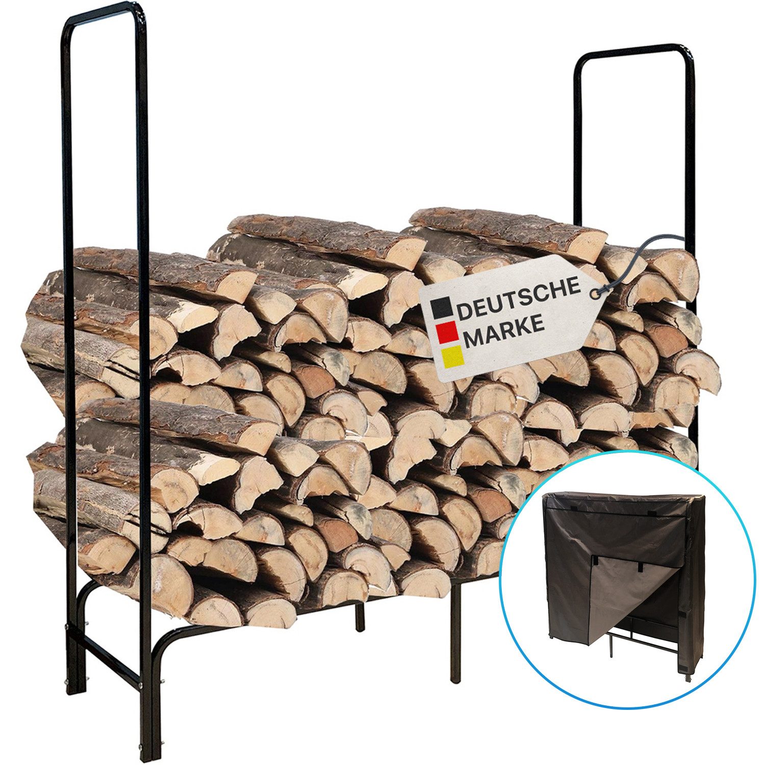NYVI Kaminholzregal Brennholzregal mit Abdeckung Metall Kaminholzständer für Innen & Außen, BxTxH:119x34x103 cm, (1-St), Feuerholzregal aus pulverbeschichtetem Metall, 119 x 34 x 103 cm