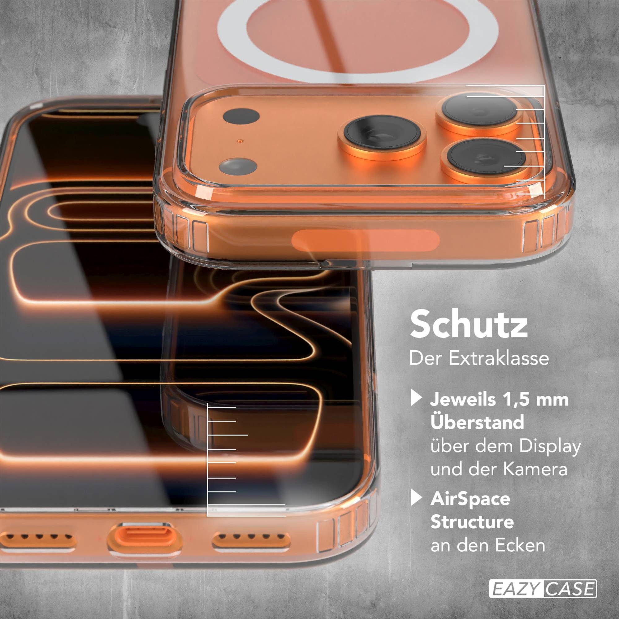 EAZY CASE Handyhülle Transparente Hülle mit MagSafe für iPhone 17 Pro 6,3 Zoll, Back Cover, Bumper Case, Handy Schutzhülle Kameraschutz, Durchsichtig – Bild 4 von 5