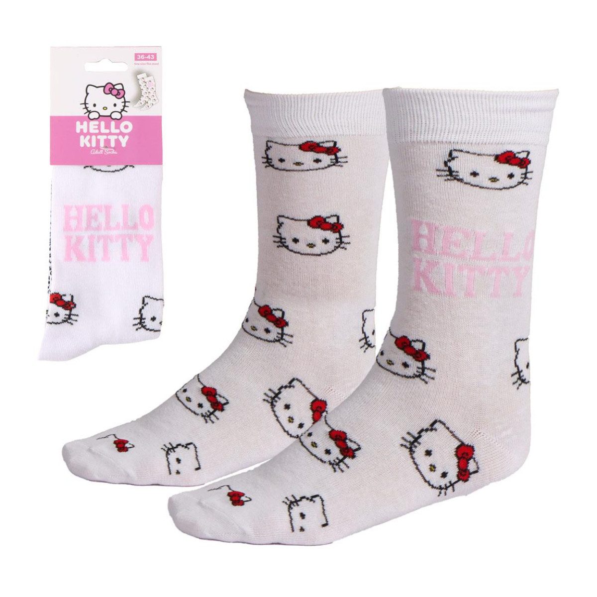 Cerda Socken Hello Kitty Ein-Paar Baumwollsocken, Freizeit- und Alltagssocken 36-43