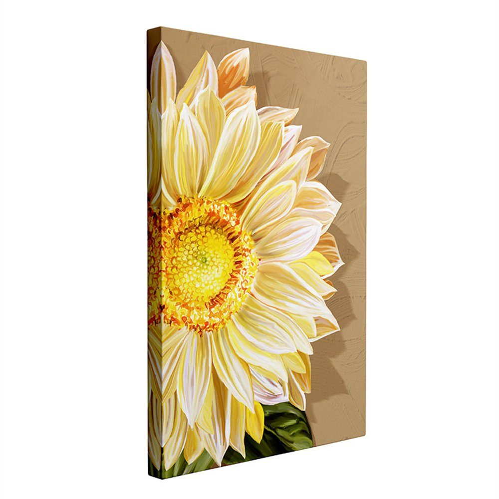 Rouemi Kunstdruck Sonnenblume dekorative Malerei, Leinwand Gemälde Blume, Leinwandbild, (30×40cm), Aufhängefertig Gelb-A