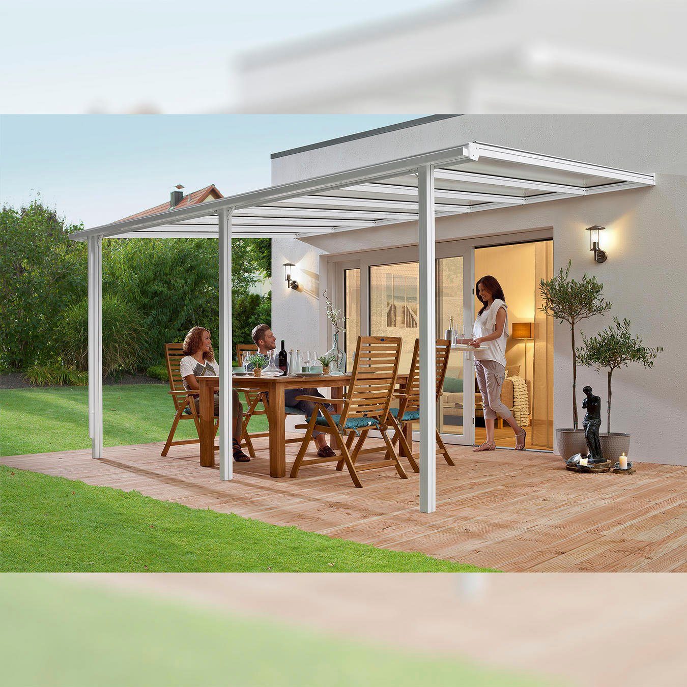 Beckmann Terrassendach TREND Gr. 3, BxT: 435x250 cm, Bedachung Doppelstegplatten