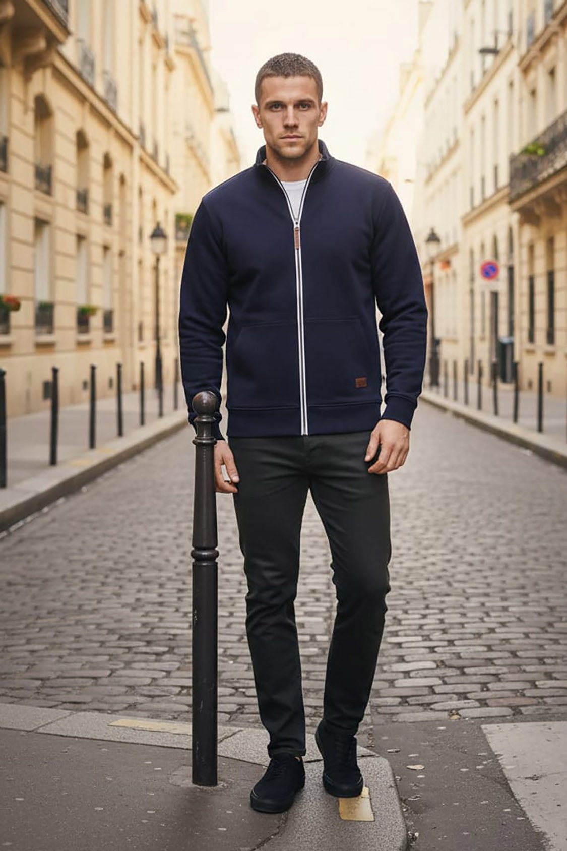 Reslad Sweatjacke Reslad Sweatjacke Herren ohne Kapuze RS-1015 (1-tlg) leichter Pullover mit Stehkragen Sweater Hoodie Pulli Sweatshirt