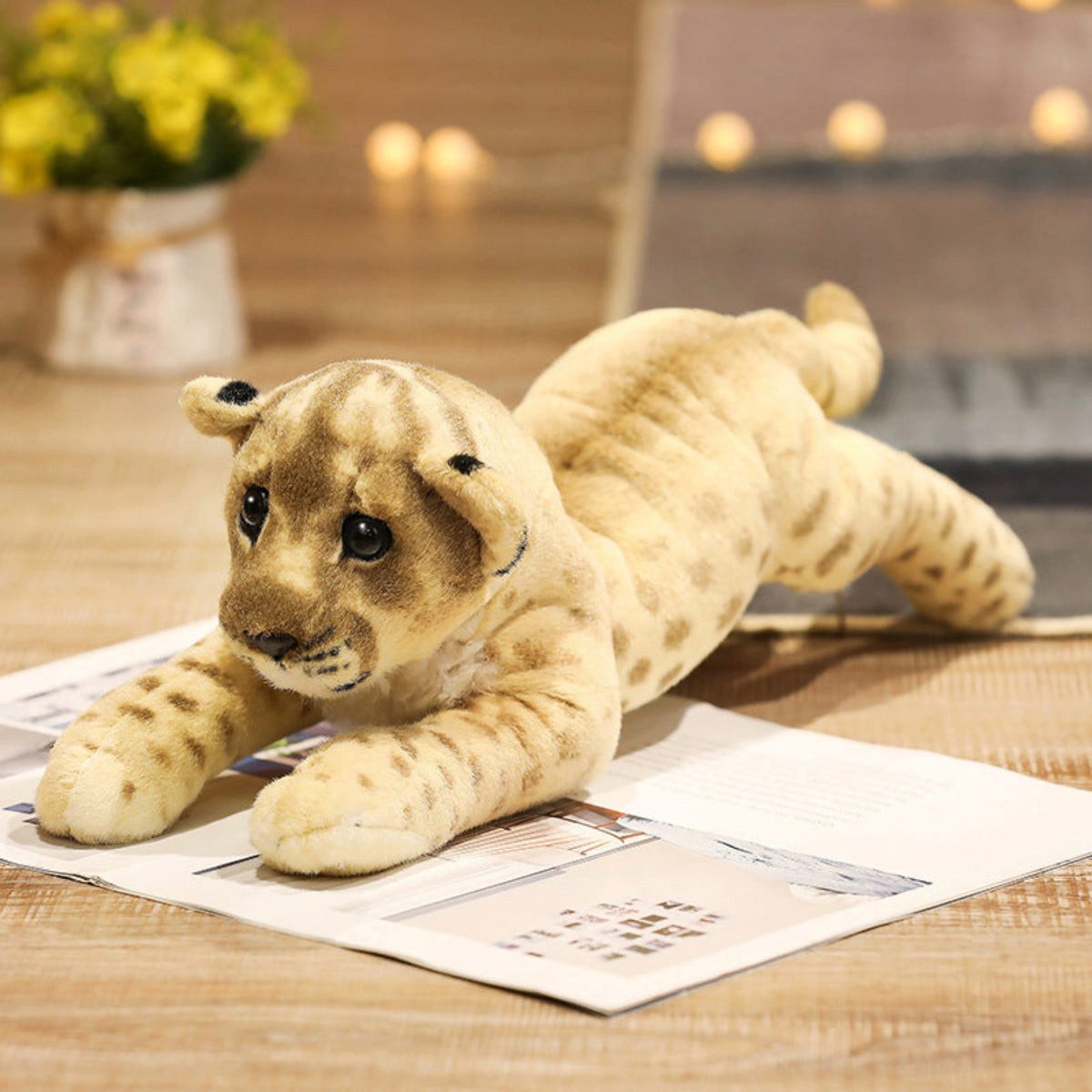Tinisu Plüschfigur Tiger, Leopard und Löwe Plüschtier - Weiches Kuscheltier Stofftier