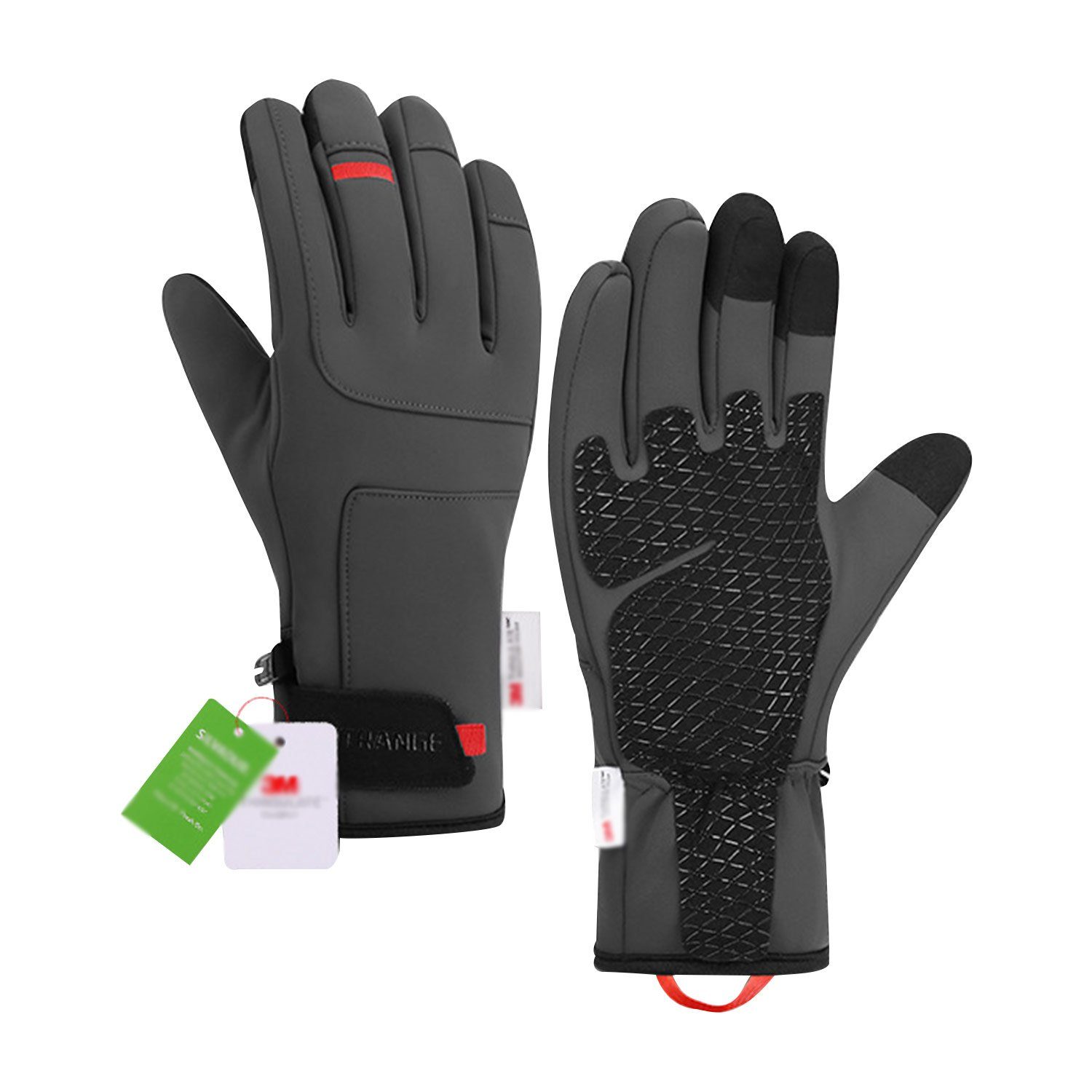 MAGICSHE Skihandschuhe Touchscreen Handschuhe Winter Winddicht Grau Warme
