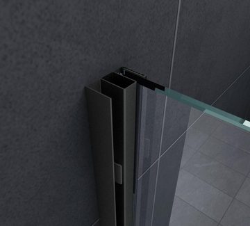 Home Systeme Walk-in-Dusche Schiebetür Duschtrennwand Duschkabine Duschabtrennung Glas Schwarz