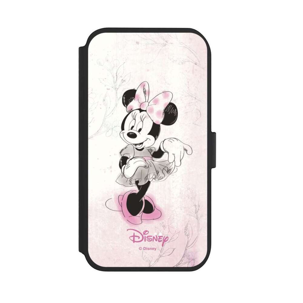 NIVOCASE Handyhülle Minnie Mouse Disney Vintage Minnie Watercolor, Apple iPhone 11 Klapphülle Handyhülle aus Kunst Leder NIVOflip schwarz