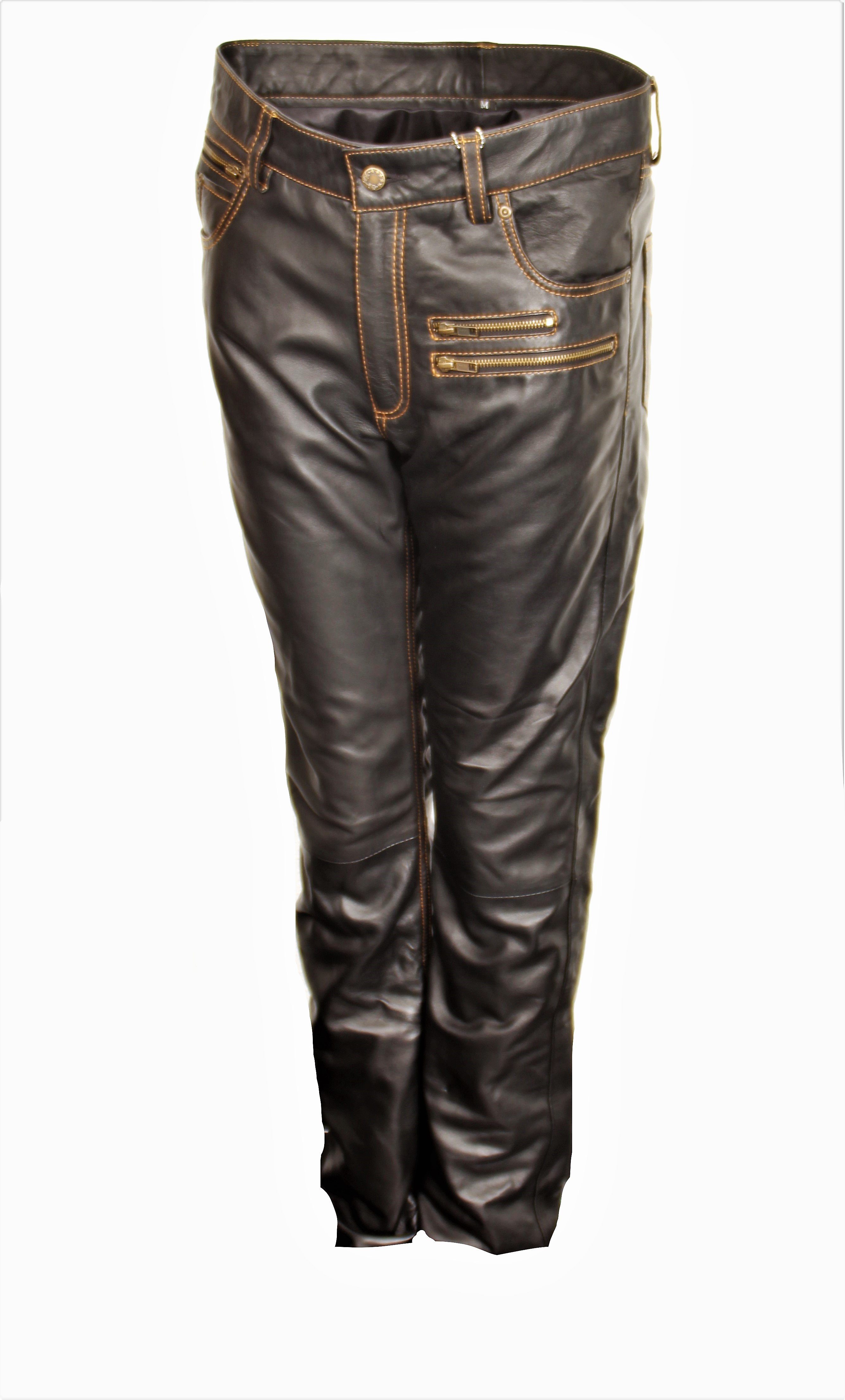 Be Noble Lederhose Texas schwarz Wunderschöne Herren Lederhose mit abgesetzten Nähten im Jeansstyle