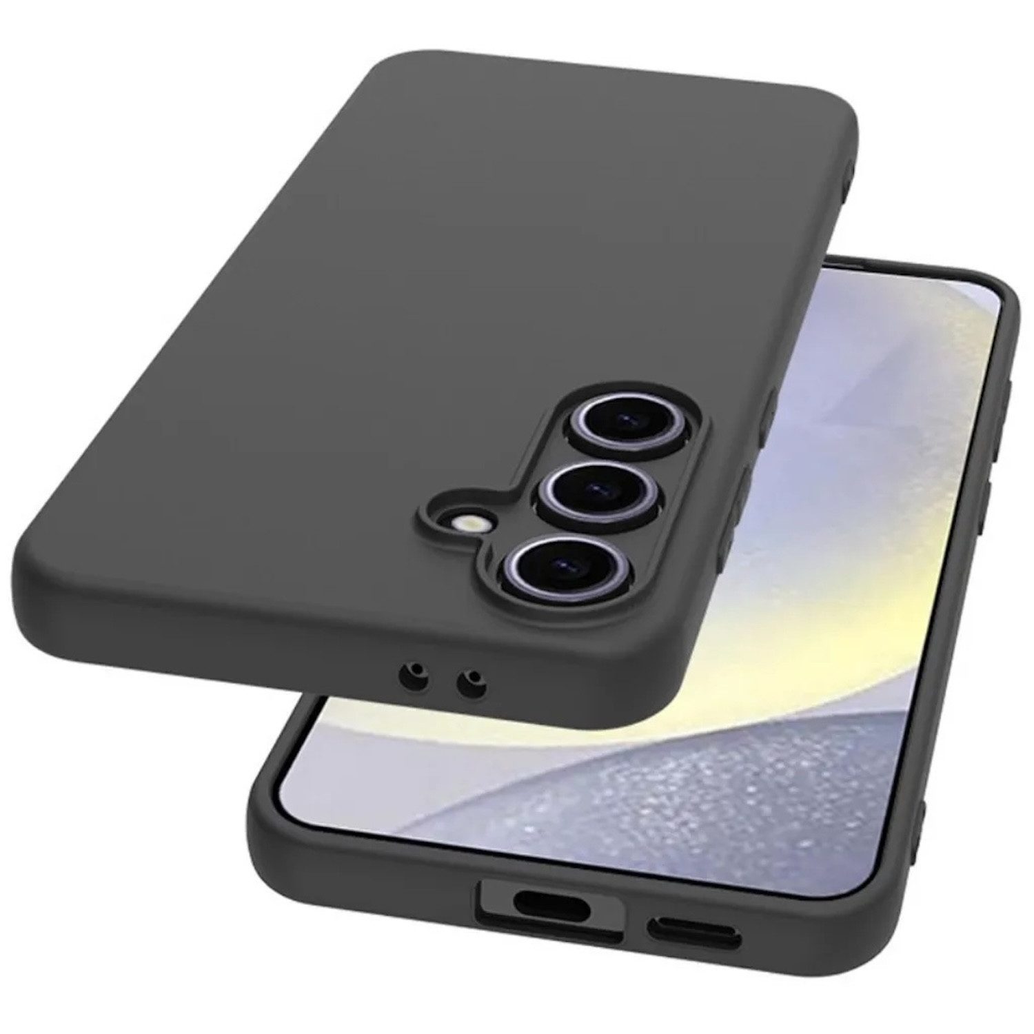 Wigento Handyhülle Für Samsung Galaxy S24 FE 5G Silikon TPU Schutz Hülle Flexibel Schwarz, Stilvolle TPU Hülle, präzise Aussparungen, schützend