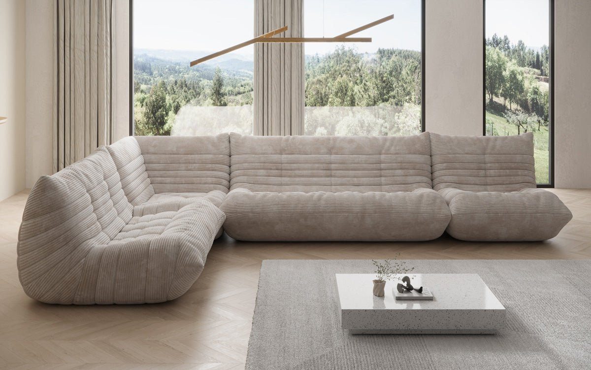 Luxusbetten24 Wohnlandschaft Designer Sofa Wohnlandschaft Calmo in Cord, flexibel kombinierbar