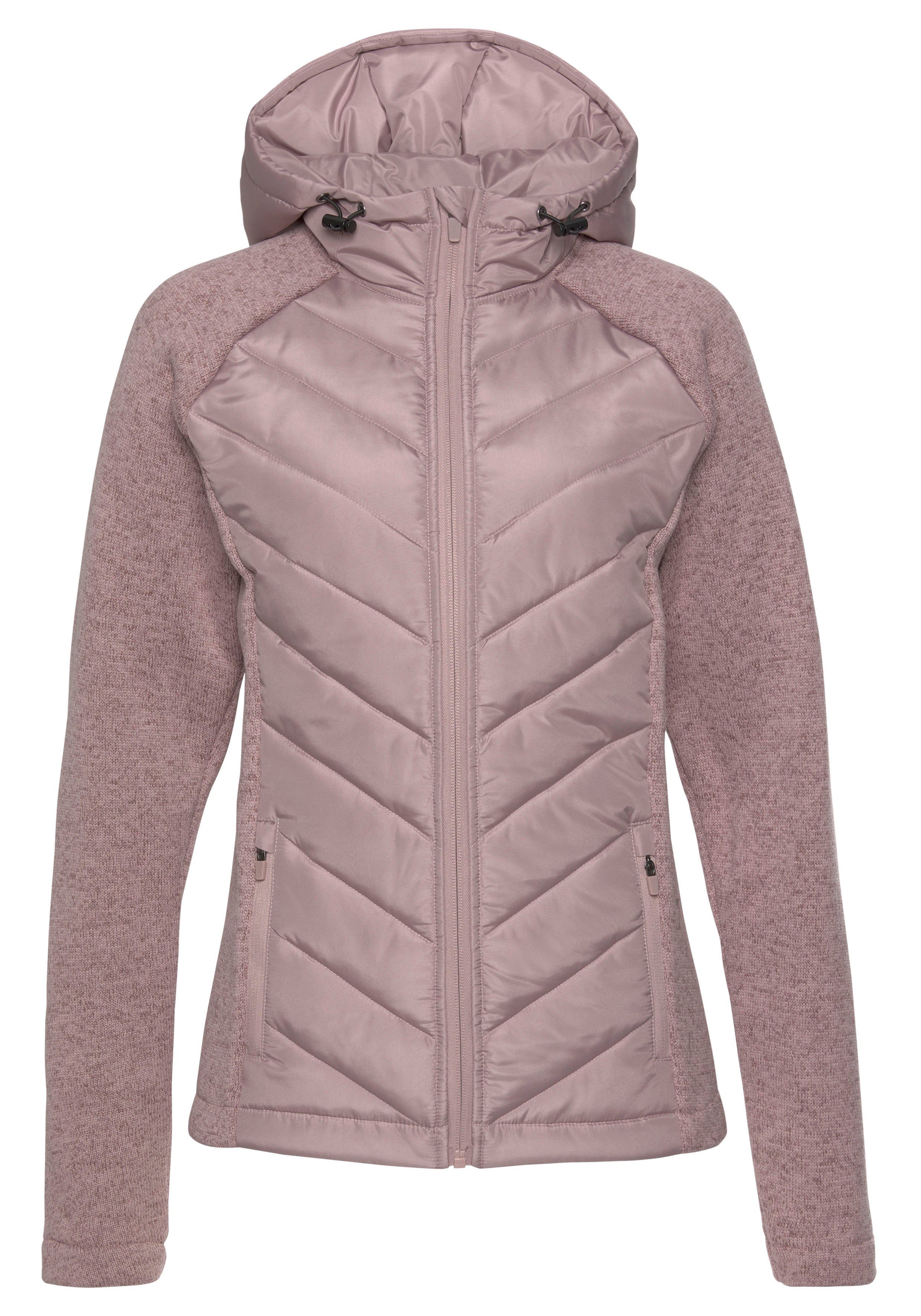 Vivance Steppjacke altrosa Strickfleece-Ärmeln mit