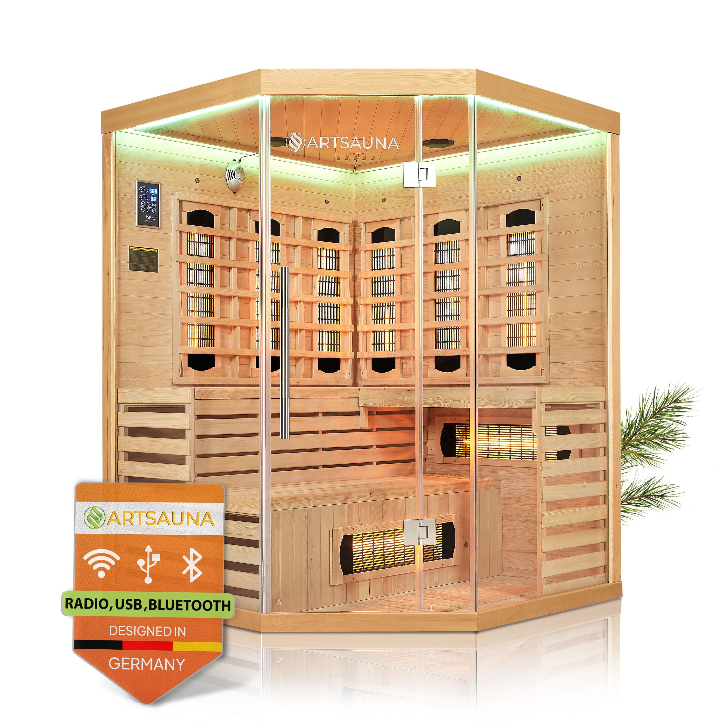 Artsauna Infrarotkabine Kiruna150 Dual Technologie, für 3 Personen, Hemlock günstig online kaufen