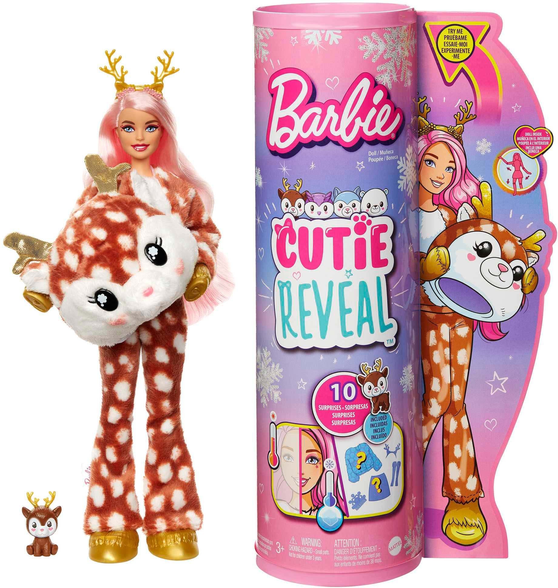 Barbie Anziehpuppe Cutie Reveal Winter Sparkle Series, Deer, mit  Farbwechselfunktion