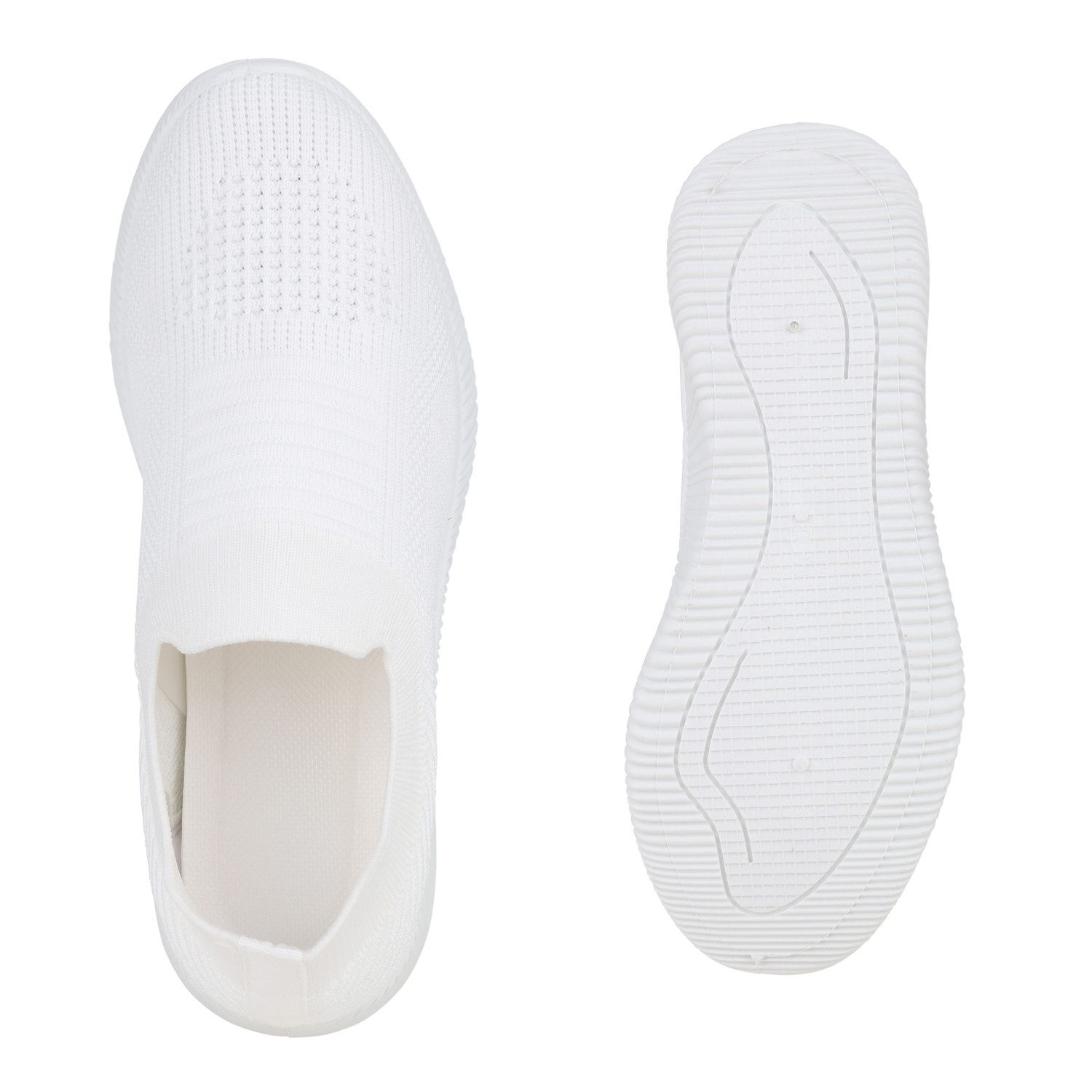 VAN HILL 841648 Laufschuh Damen Slip Ons Sportschuhe Sportliche Strick Profil-Sohle