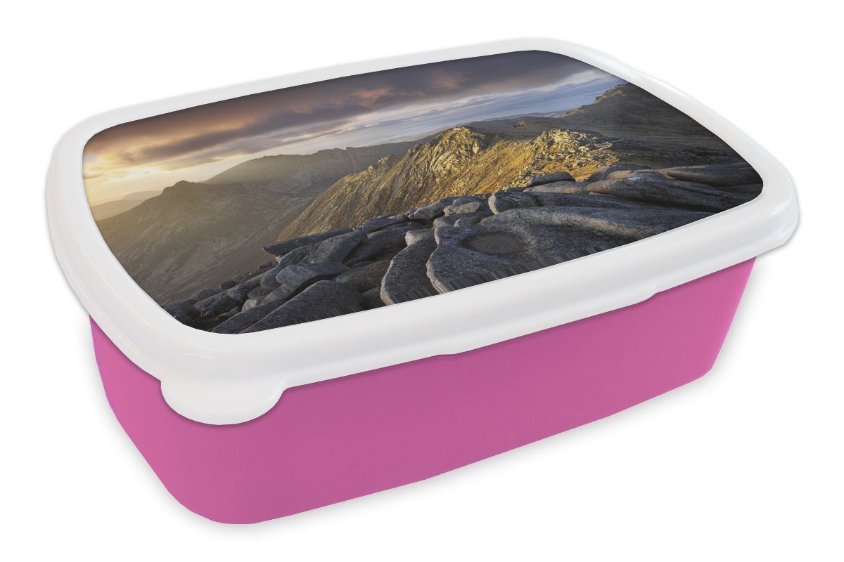 Lunchbox Kunststoff rosa für Blick Mädchen, MuchoWow Kinder, über Arran, Kunststoff, Brotbox Brotdose (2-tlg), Erwachsene, Snackbox,