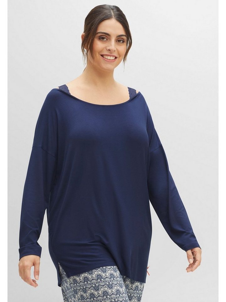 Sheego Pyjamaoberteil Große Größen in Lagenoptik, mit Trägern aus Spitze