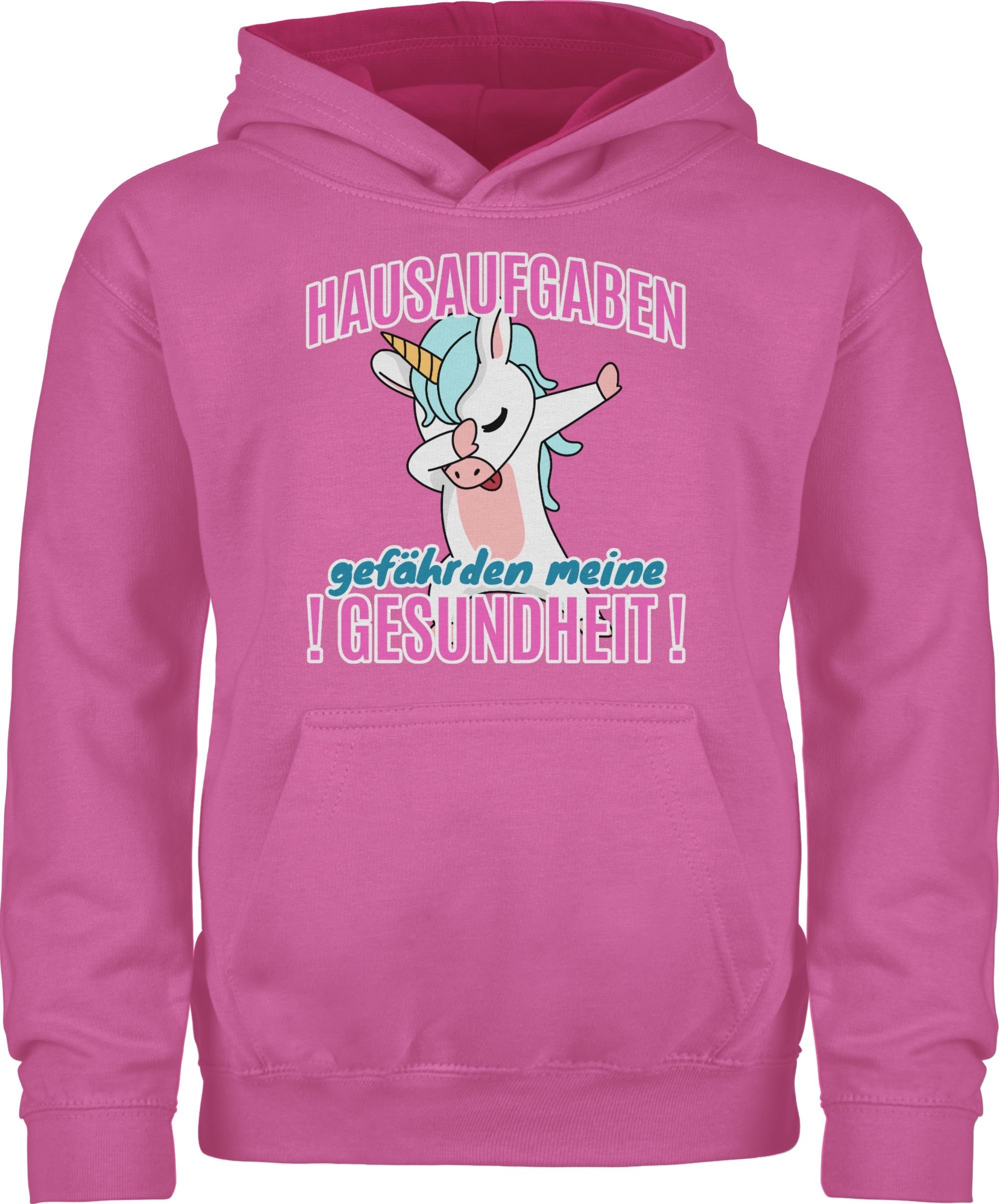 Shirtracer Hoodie Hausaufgaben gefährden meine Gesundheit Einhorn Einschulung Mädchen 1 Rosa/Fuchsia