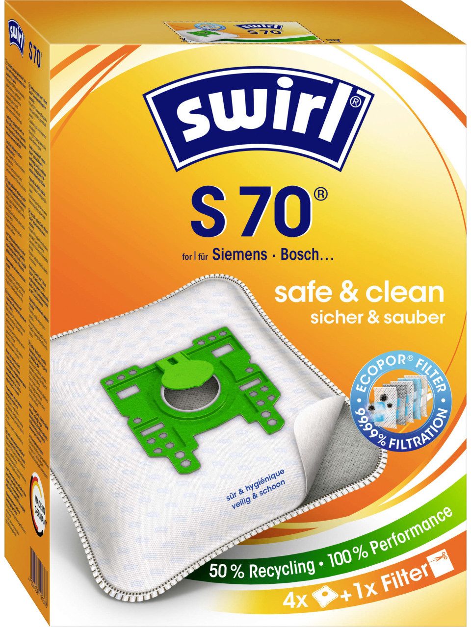 Swirl Staubsaugerbeutel Swirl S 70 EcoPor Staubsaugerbeutel 4 Staubbeutel