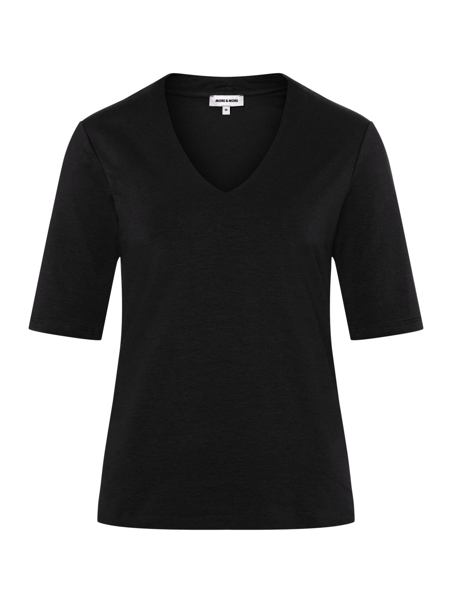 MORE&MORE Kurzarmshirt klassisches T-Shirt, gedoppeltes Vorderteil