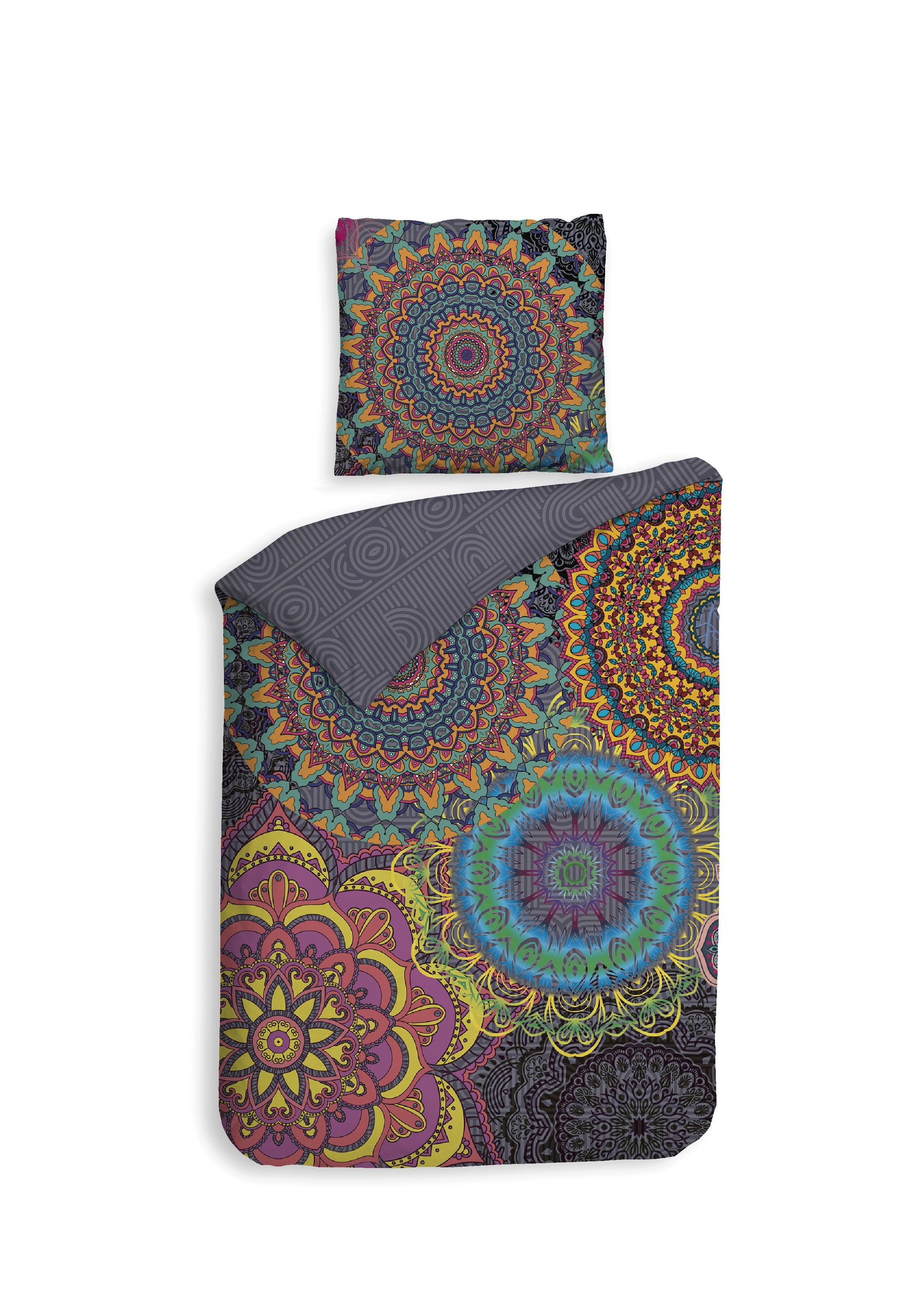 ZO HOME Bettwäsche ZO!Home, Renforcé, 2 teilig, bunte Mandalas auf grauem H günstig online kaufen