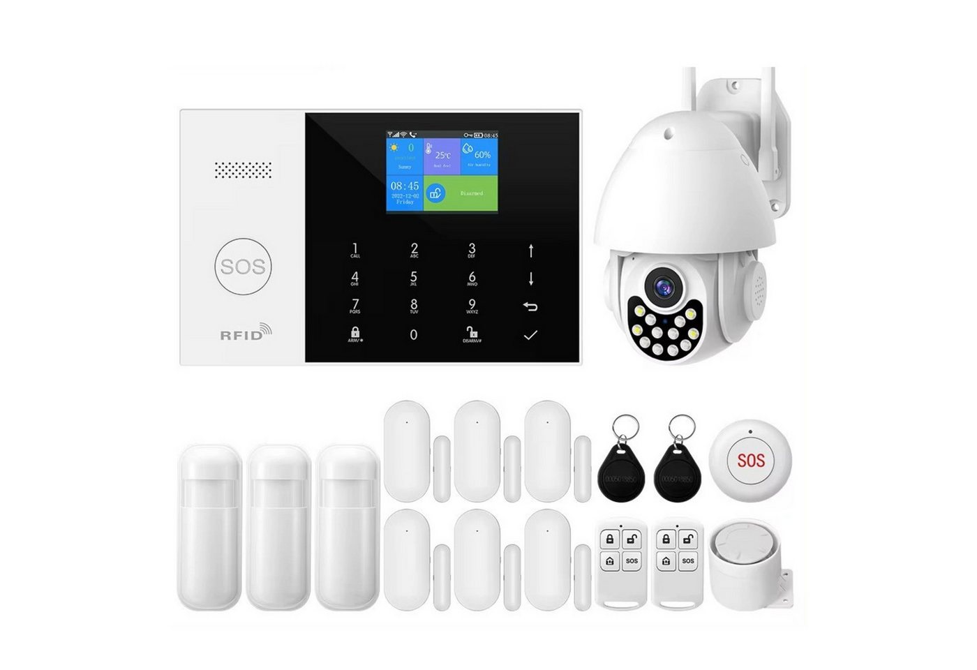 HS.SUPPLY WLAN Alarmanlage Set mit App, Bewegungsmelder & Türsensor Alarmanlage (Smart Alarmanlage mit App, 100 dB Sirene und 24h …